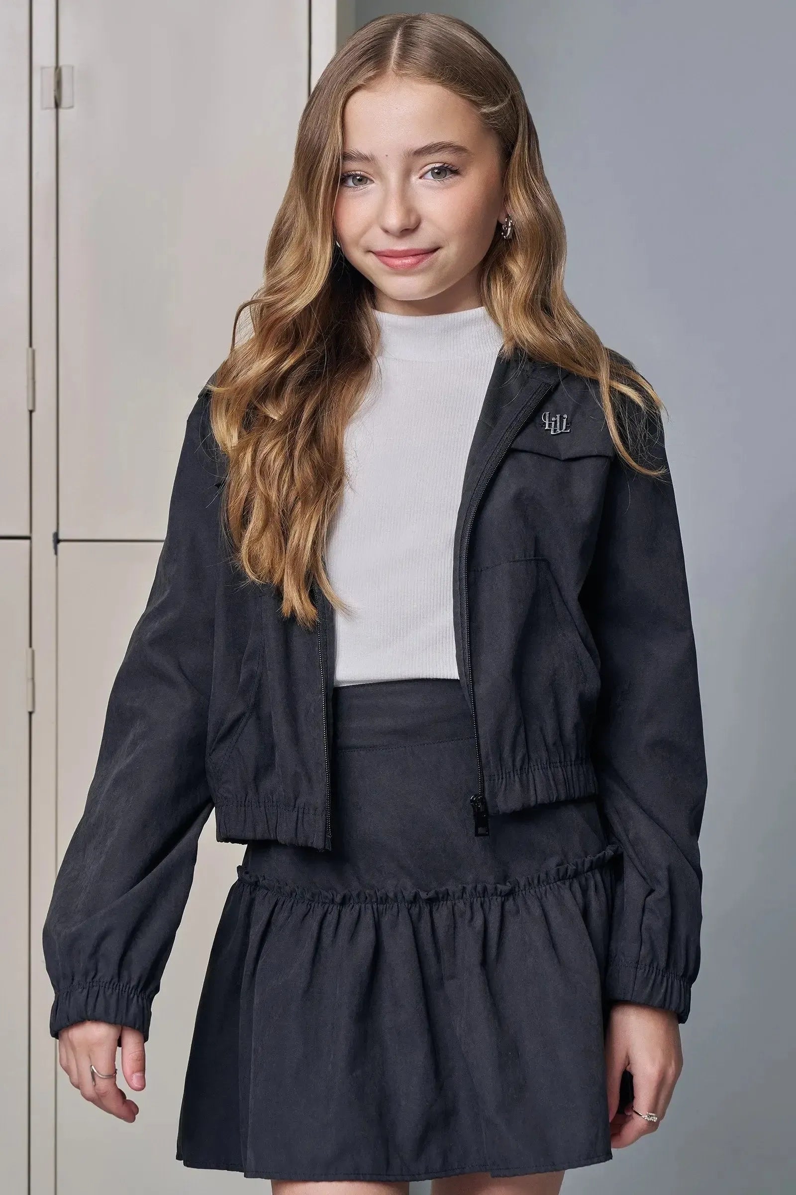 Jaqueta Boxy com Capuz em Nylon Taslon 89340 Lilimoon Teen Menina