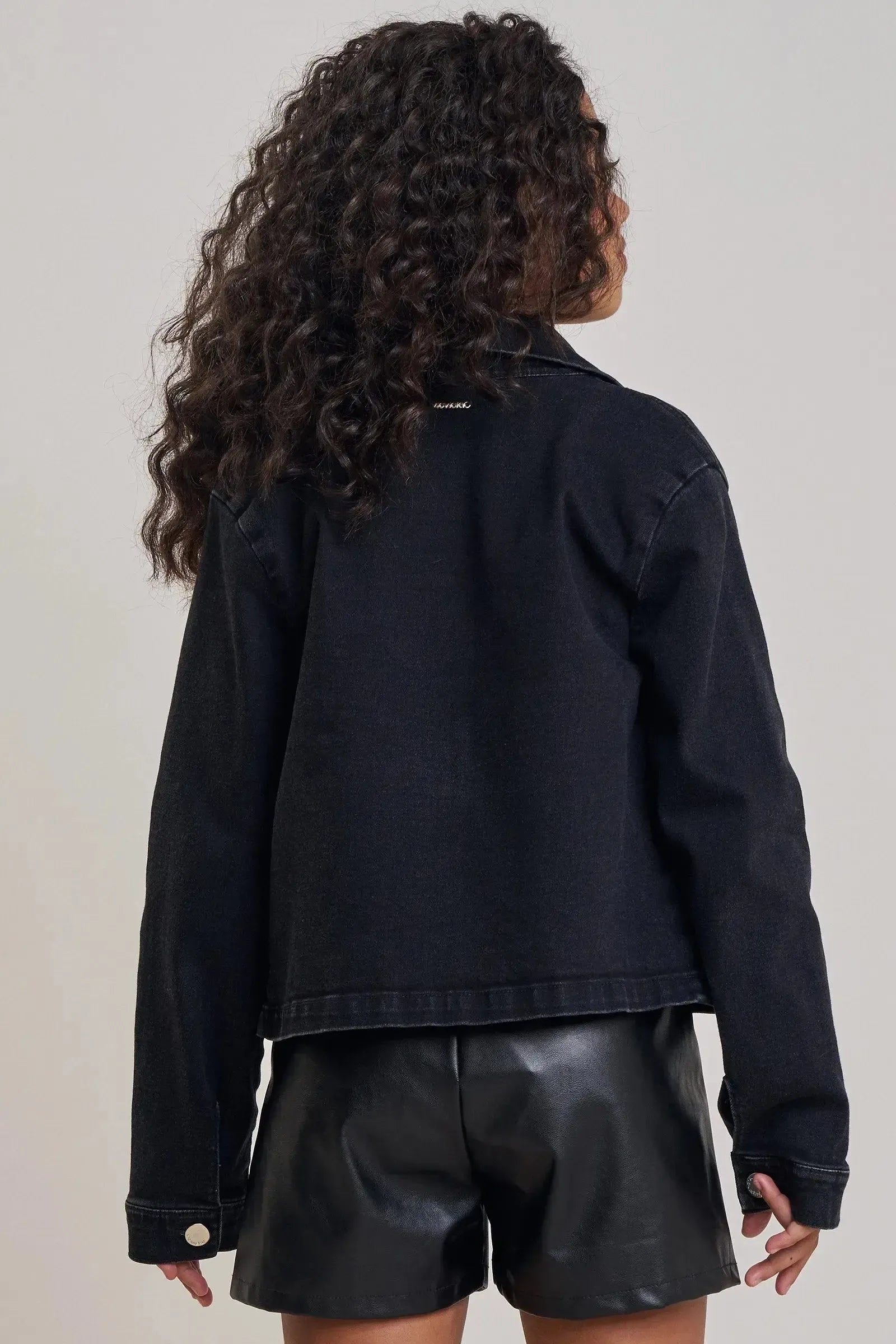 Jaqueta Boxy em Jeans Black com Elastano 89691 Vic&Vicky Teen Menina