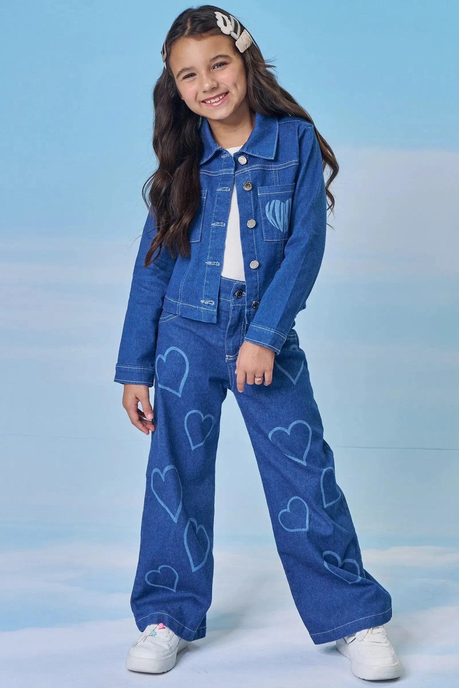 Jaqueta Boxy em Jeans com Elastano 89902 Kukiê Infantil Menina