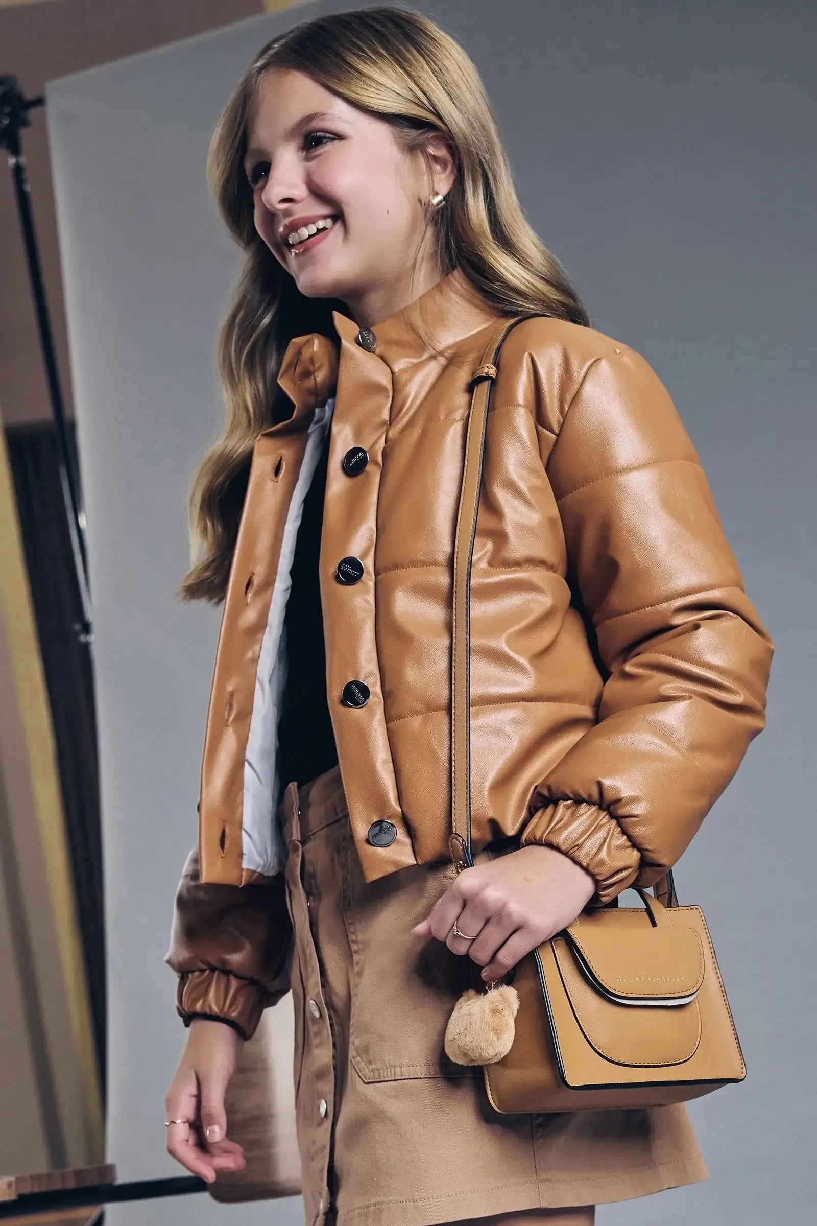 Jaqueta Boxy Puffer em Couro Sintético 89339 Lilimoon Teen Menina