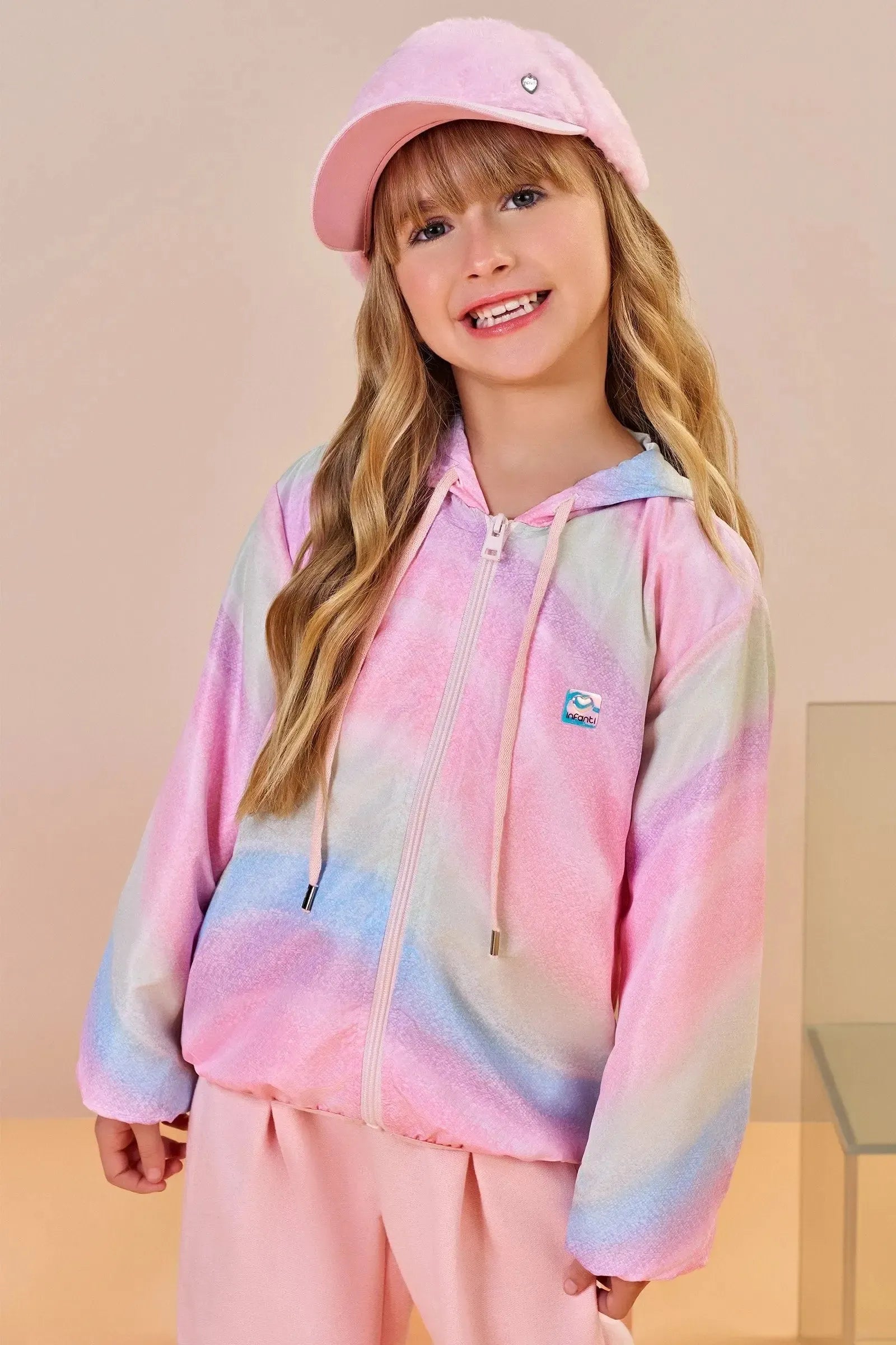 Jaqueta Corta Vento em Nylon 89668 Infanti Infantil Menina