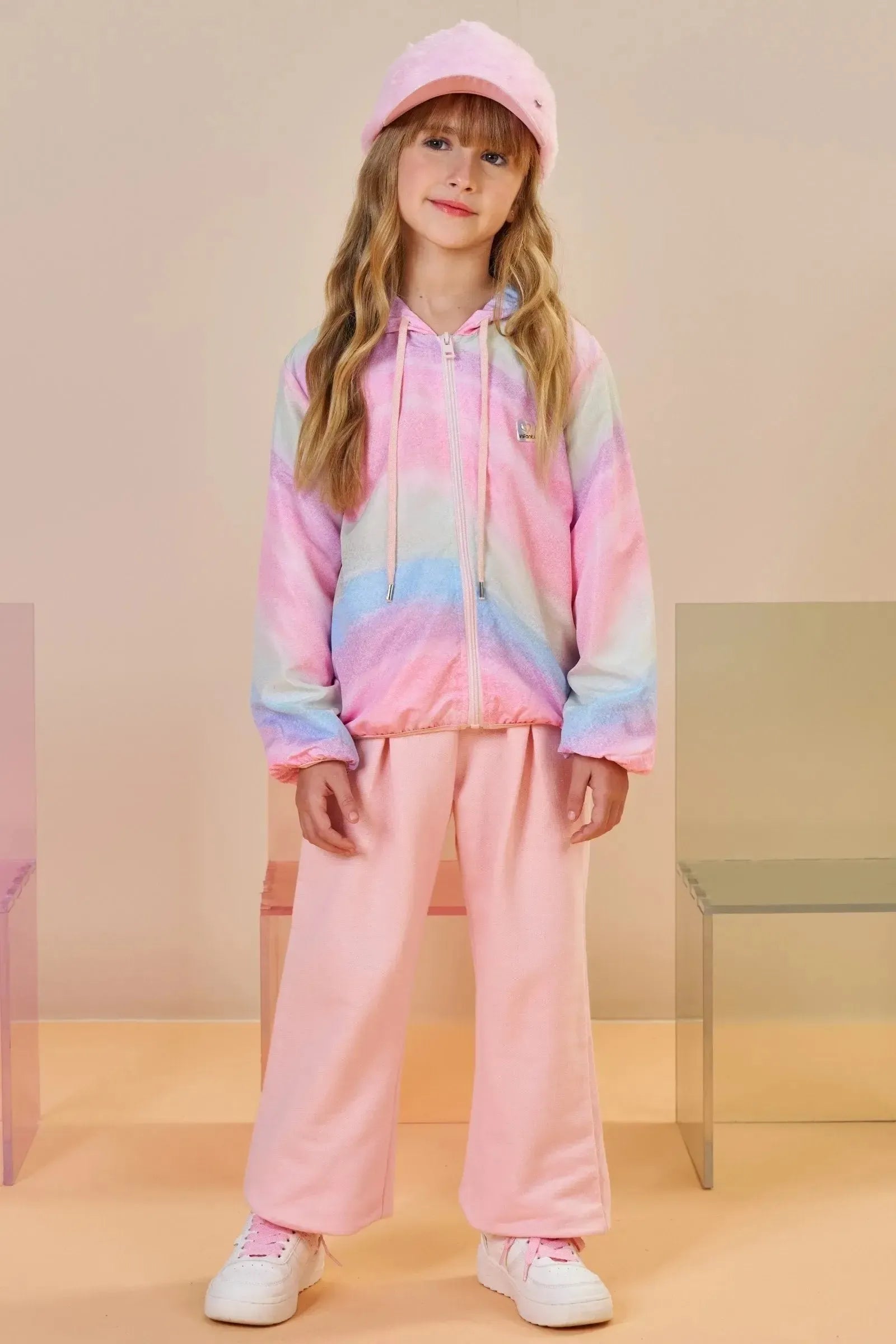 Jaqueta Corta Vento em Nylon 89668 Infanti Infantil Menina