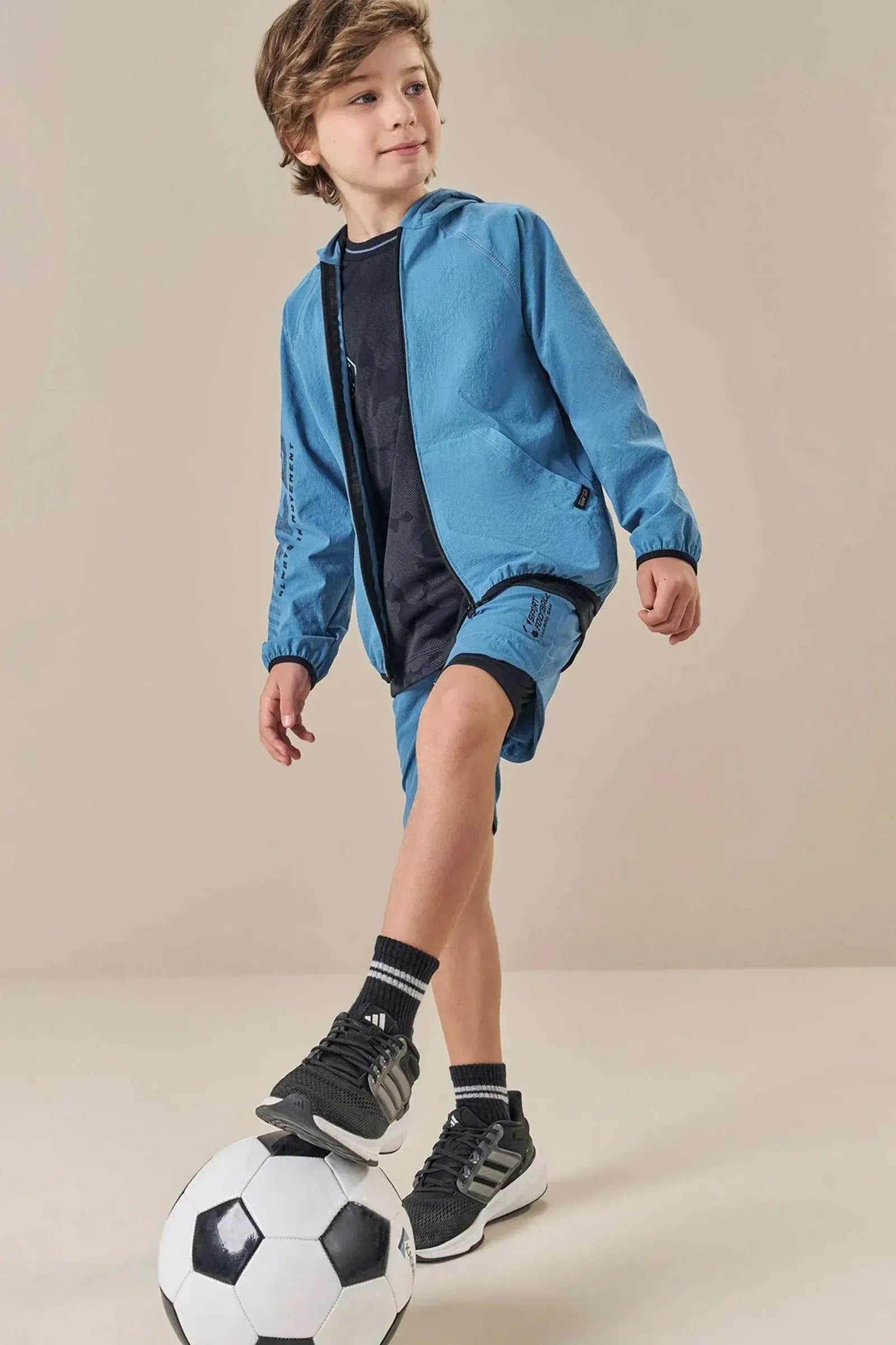 Jaqueta Corta Vento em Nylon Ripstop com Elastano com Proteção UV50+ 83862 LucBoo Infantil Menino