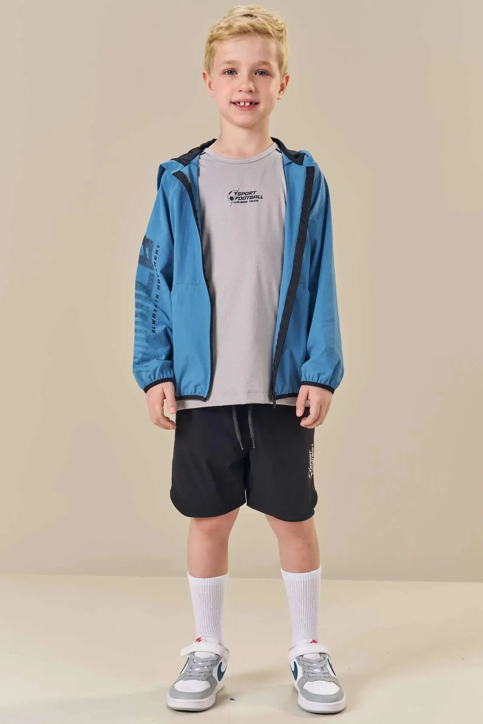 Jaqueta Corta Vento em Nylon Ripstop com Elastano com Proteção UV50+ 83862 LucBoo Infantil Menino