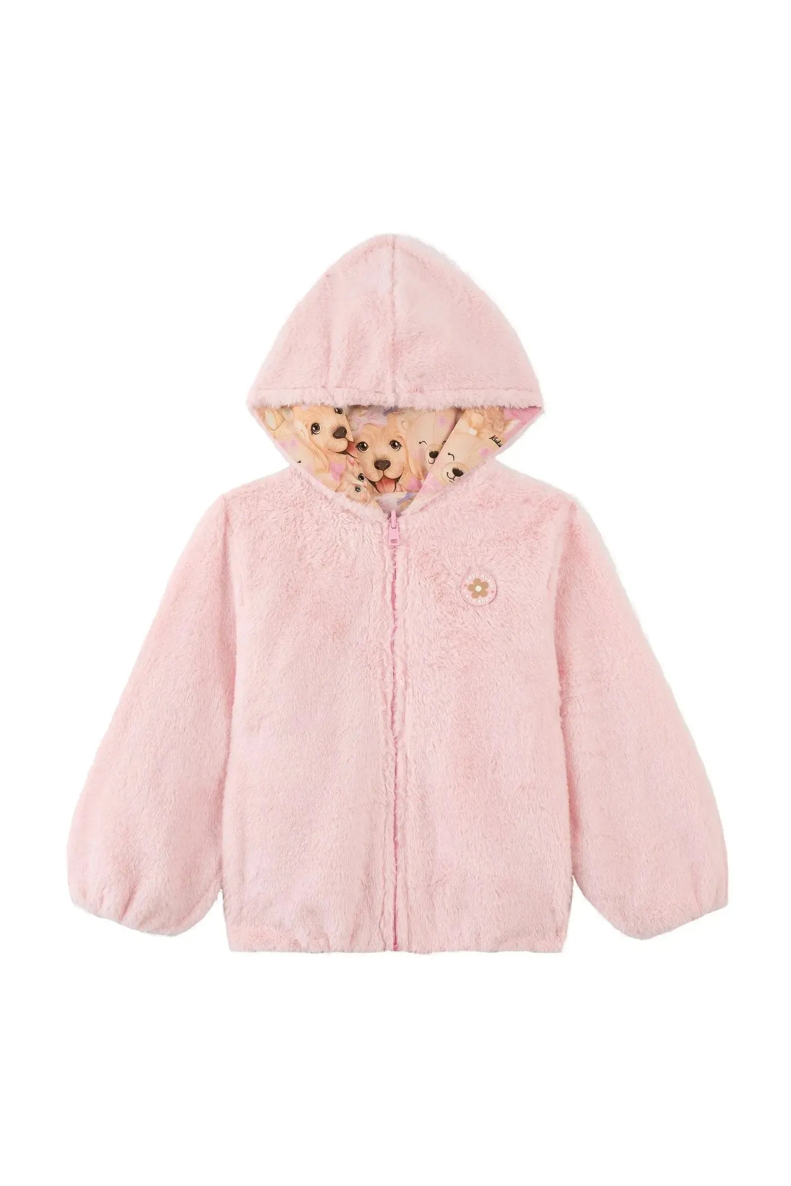 Jaqueta Dupla Face em Nylon Forrada com Pelo Carneirinho 89880 Kukiê Infantil Menina