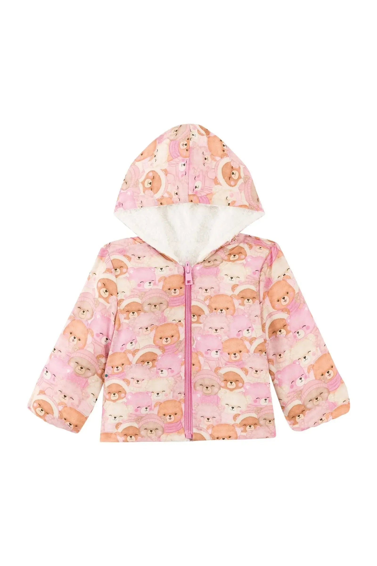 Jaqueta Dupla Face Reversível em Nylon Ergonomic e Forro em Pêlo Carneirinho 90888 Kukiê Bebê Menina