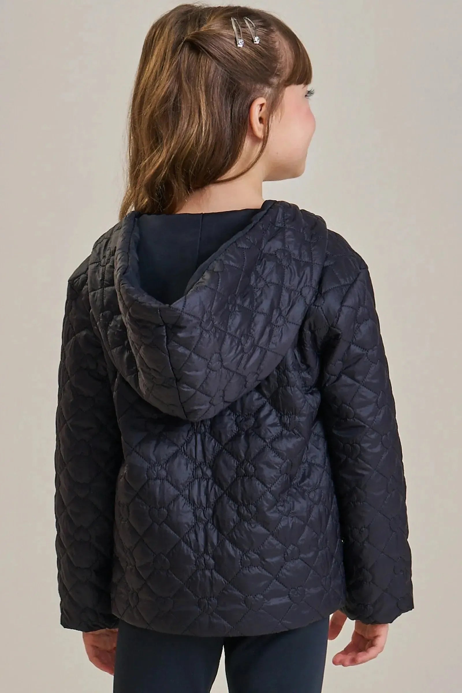 Jaqueta em Nylon Matelassê de Coração 92149 Infanti Infantil Menina