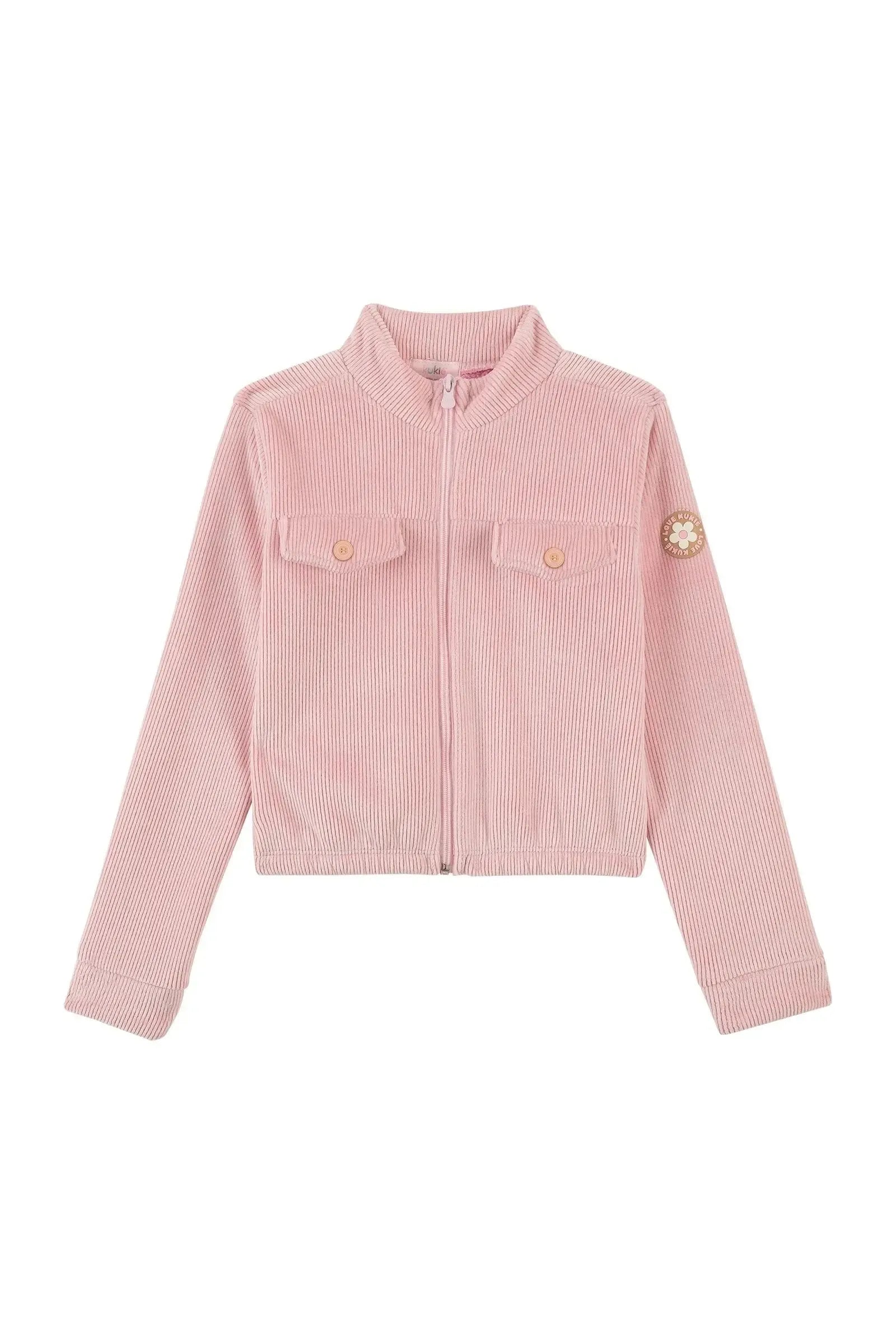 Jaqueta em Veludo Cotelê Dublada com Pelo Carneirinho 90277 Kukiê Infantil Menina