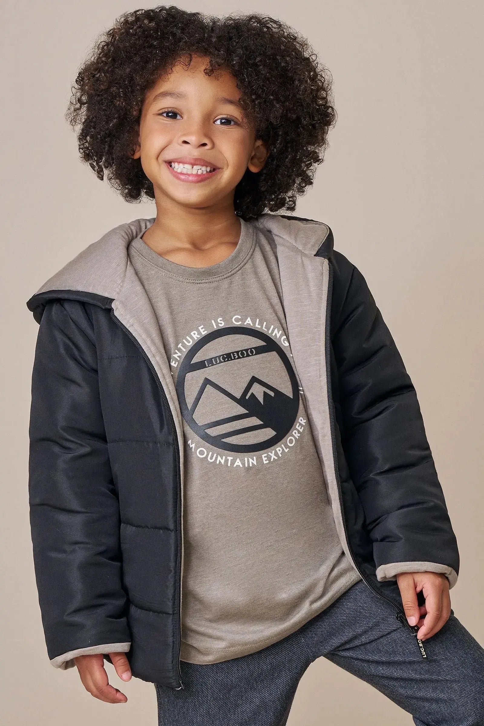 Jaqueta Puffer em Nylon Bora e Forro em Meia Malha 89470 LucBoo Infantil Menino