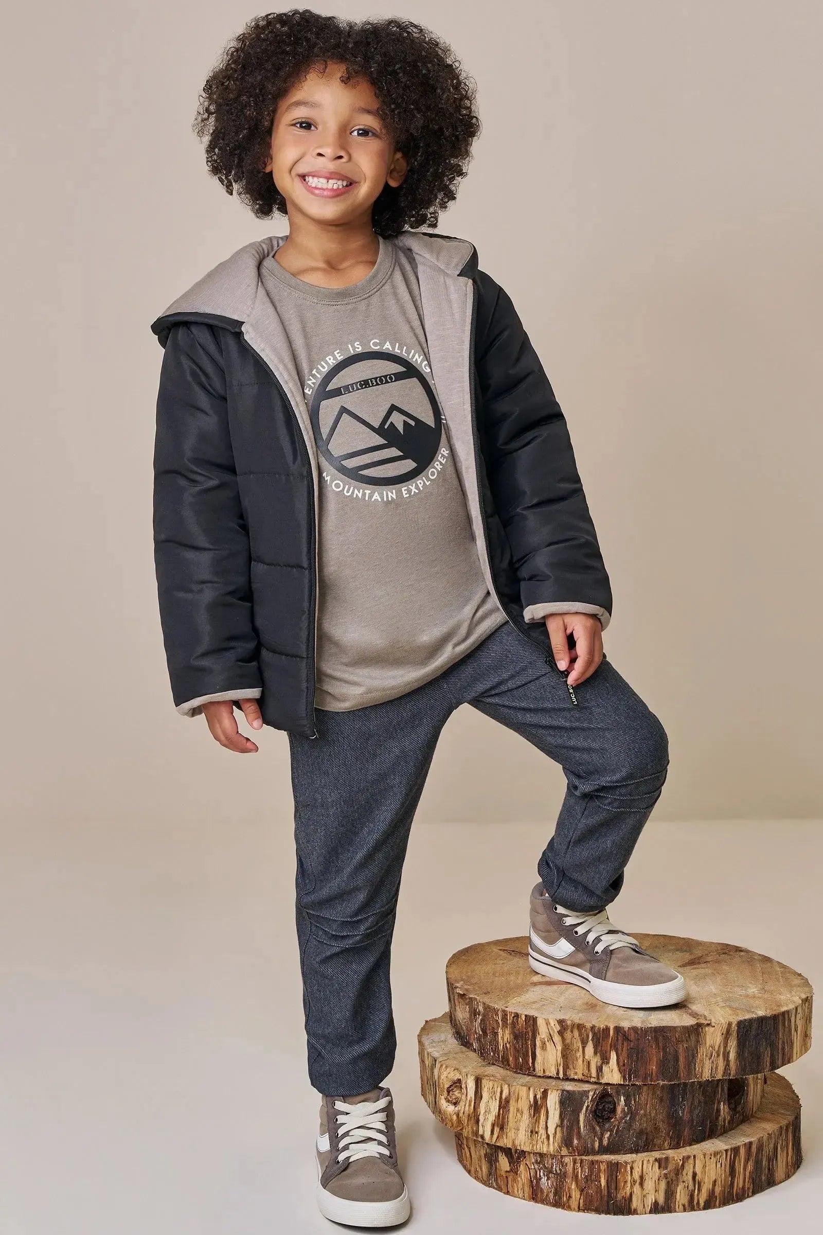 Jaqueta Puffer em Nylon Bora e Forro em Meia Malha 89470 LucBoo Infantil Menino