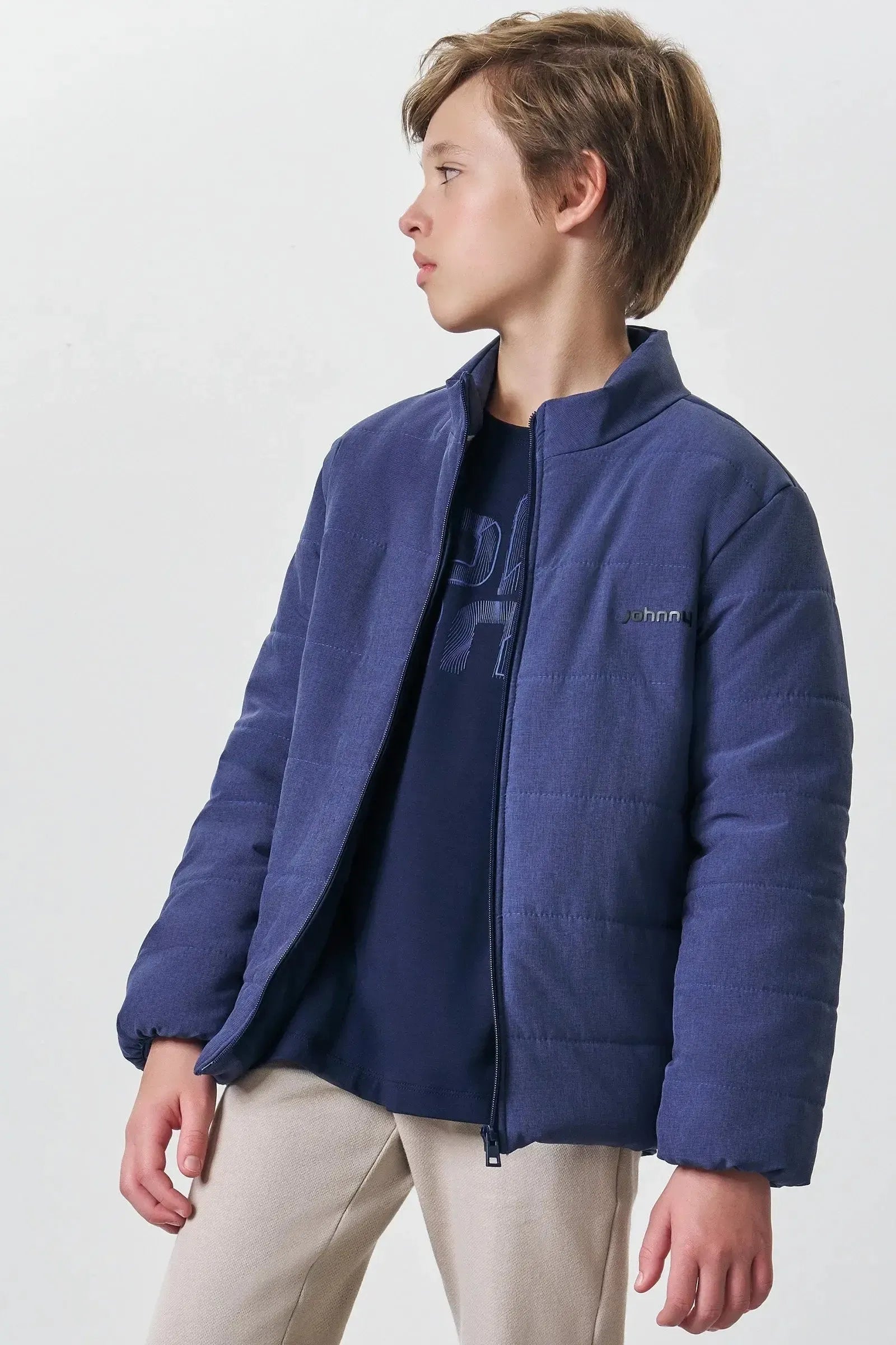 Jaqueta Puffer em Nylon Stripes com Elastano 89358 Johnny Fox Teen Menino