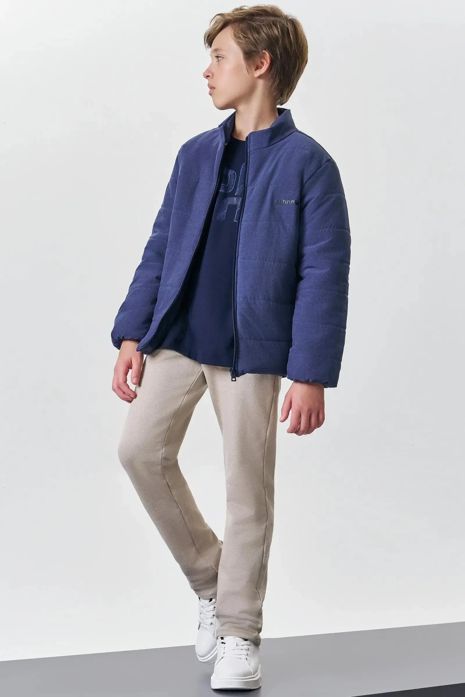 Jaqueta Puffer em Nylon Stripes com Elastano 89358 Johnny Fox Teen Menino