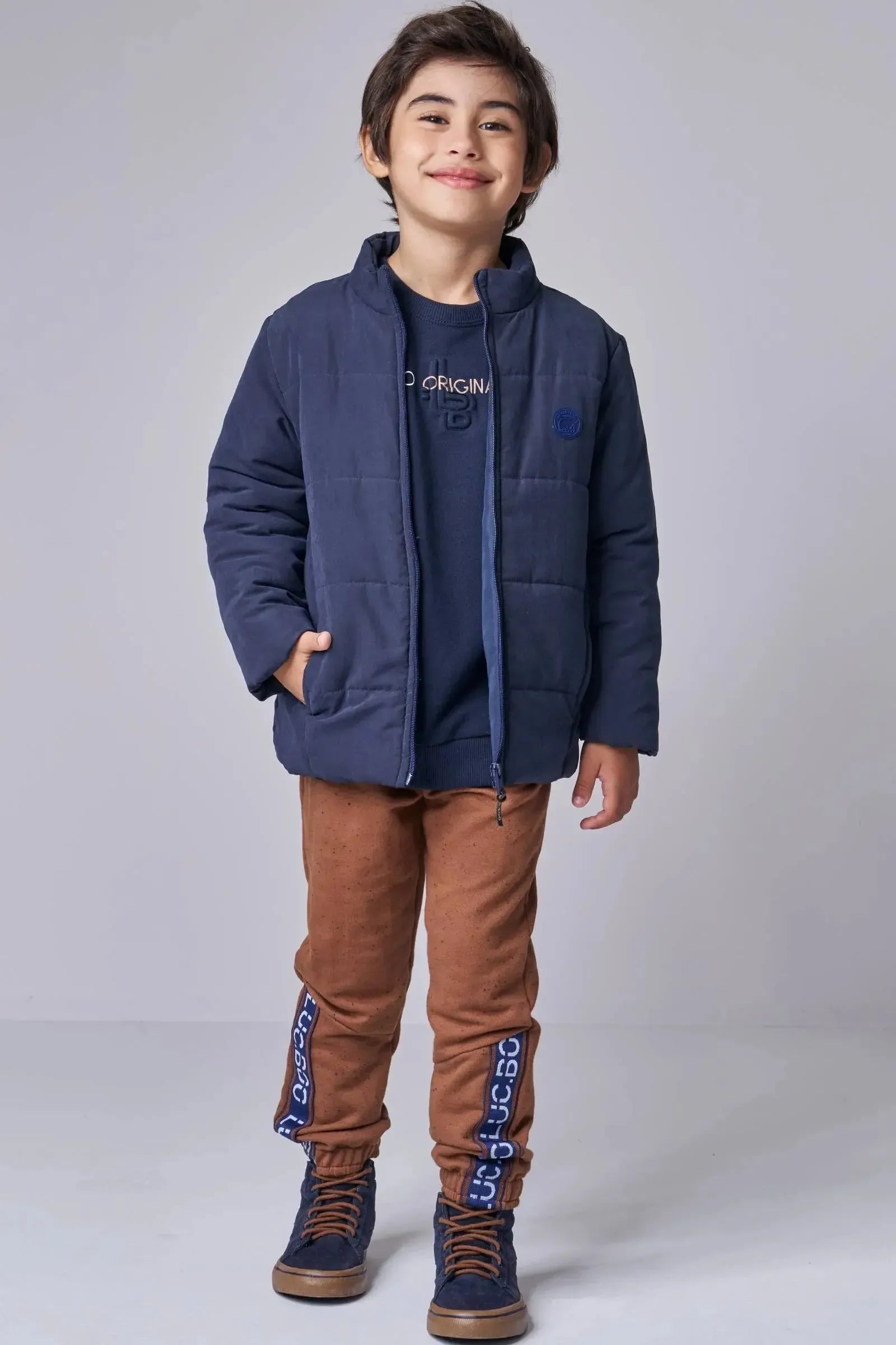 Jaqueta Puffer em Tecido Cupro 89540 LucBoo Infantil Menino