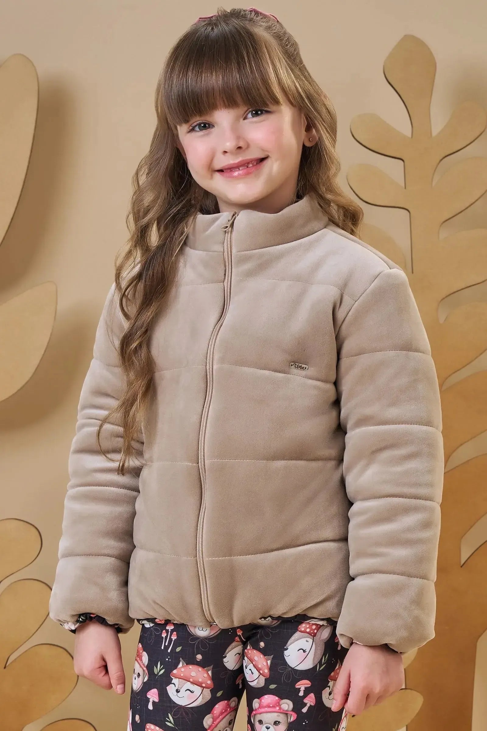 Jaqueta Puffer Reversível em Veludo com Elastano e Malha Comfy 89404 Infanti Infantil Menina