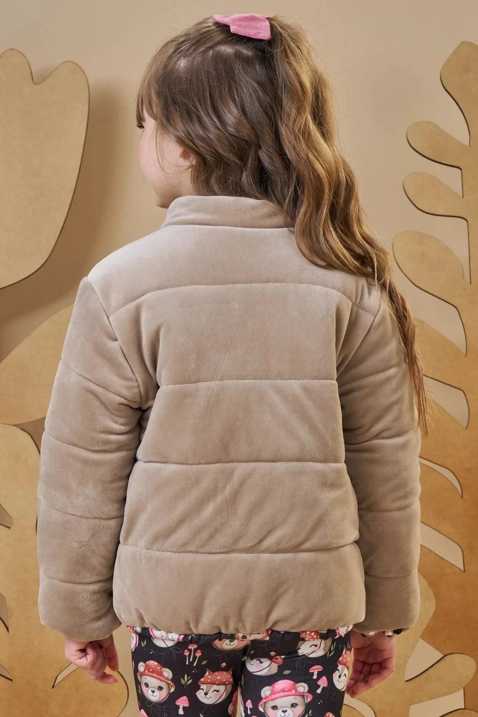 Jaqueta Puffer Reversível em Veludo com Elastano e Malha Comfy 89404 Infanti Infantil Menina