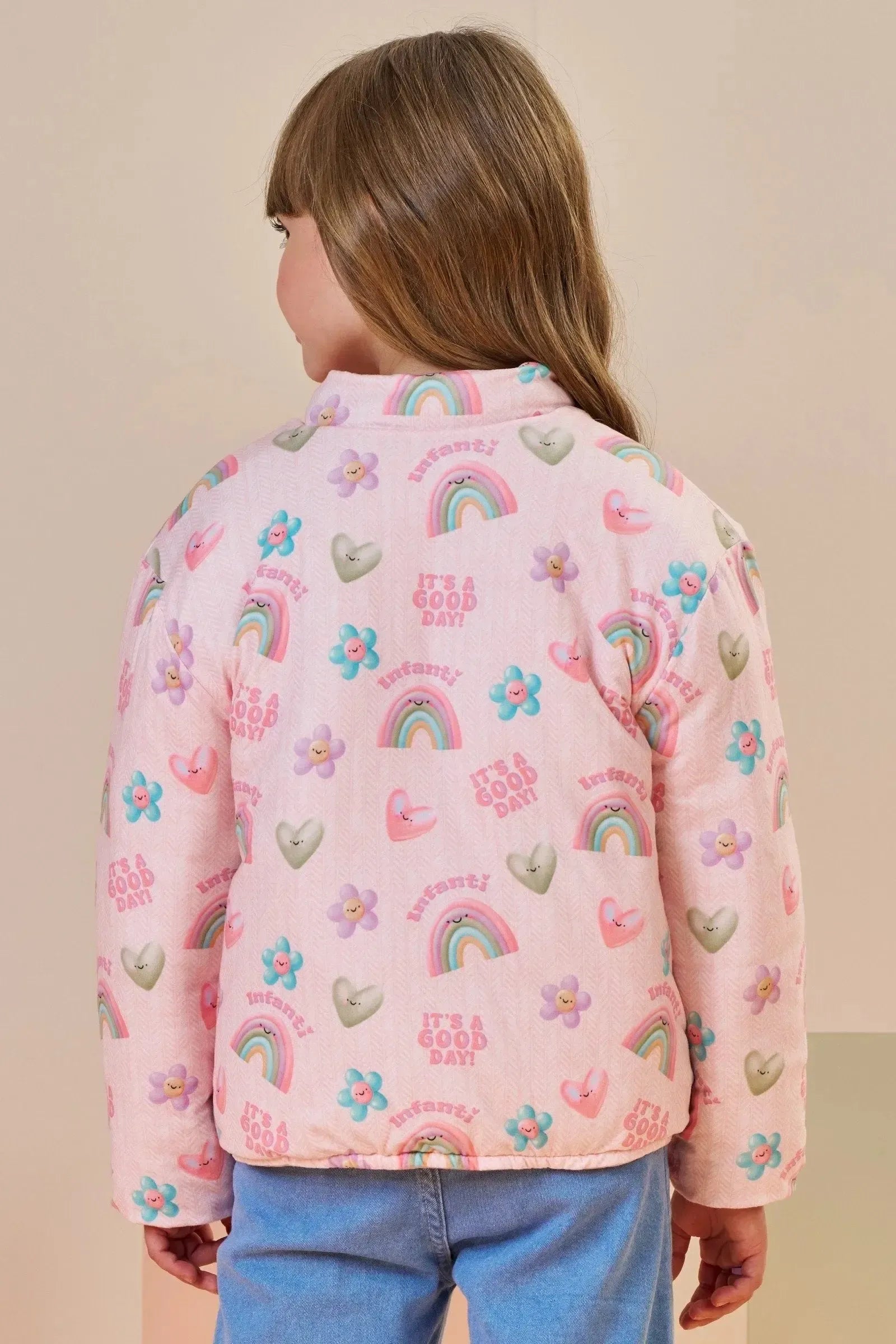 Jaqueta Puffer Reversível em Veludo com Elastano e Malha Comfy 89666 Infanti Infantil Menina