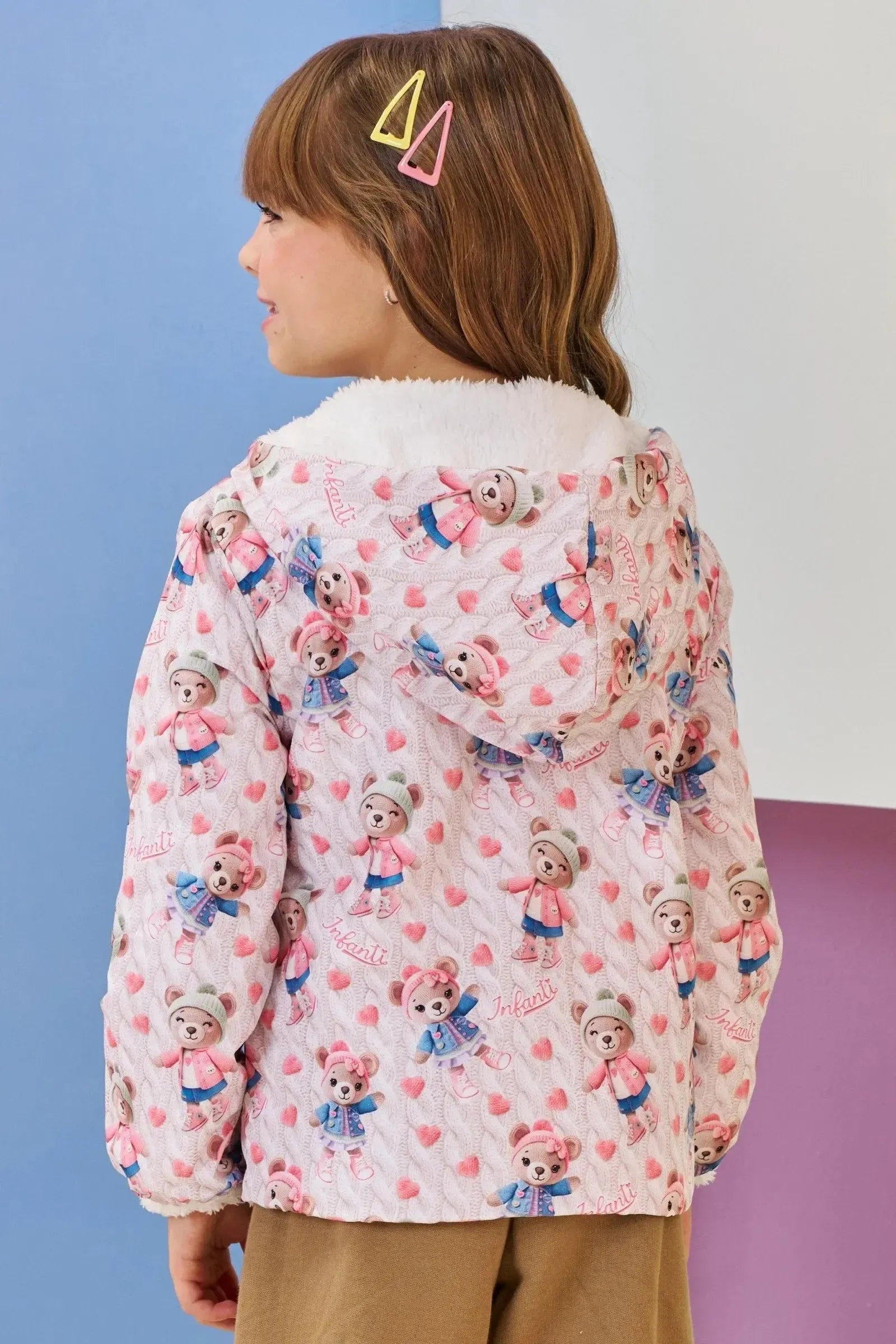 Jaqueta Reversível em Nylon e Pelo Carneirinho 89667 Infanti Infantil Menina