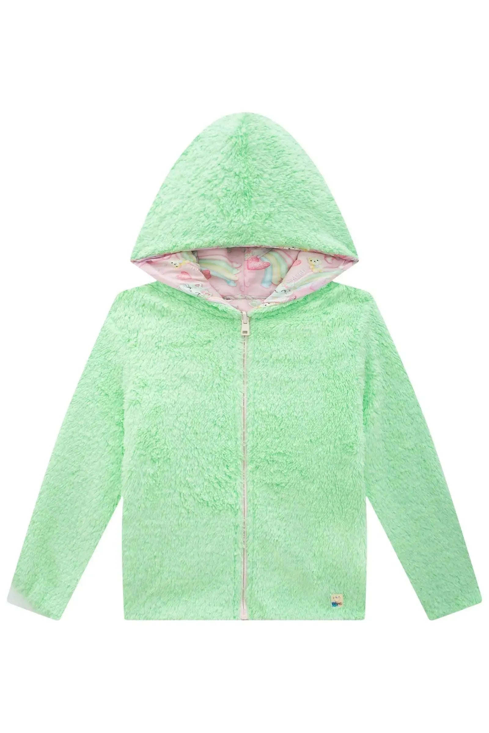 Jaqueta Reversível em Nylon e Pelo Carneirinho 92166 Infanti Infantil Menina