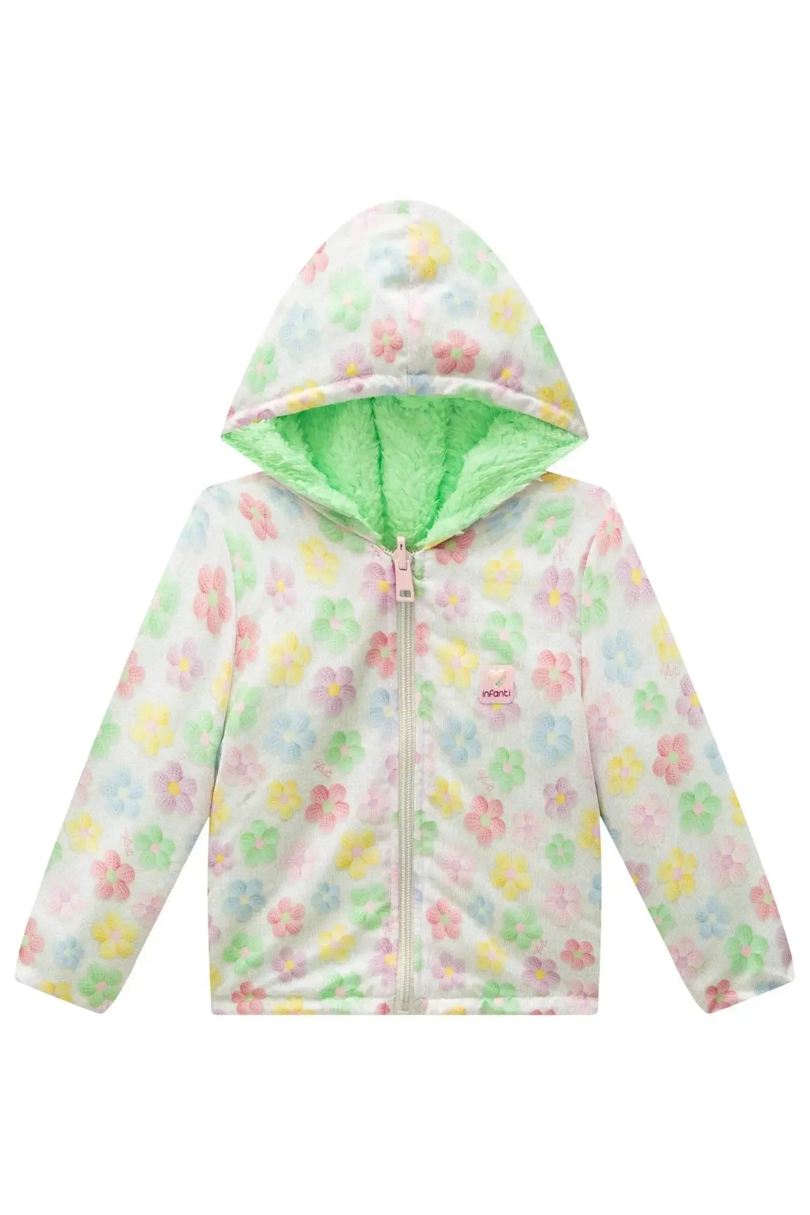 Jaqueta Reversível em Nylon e Pelo Carneirinho Dublado 91098 Infanti Bebê Menina