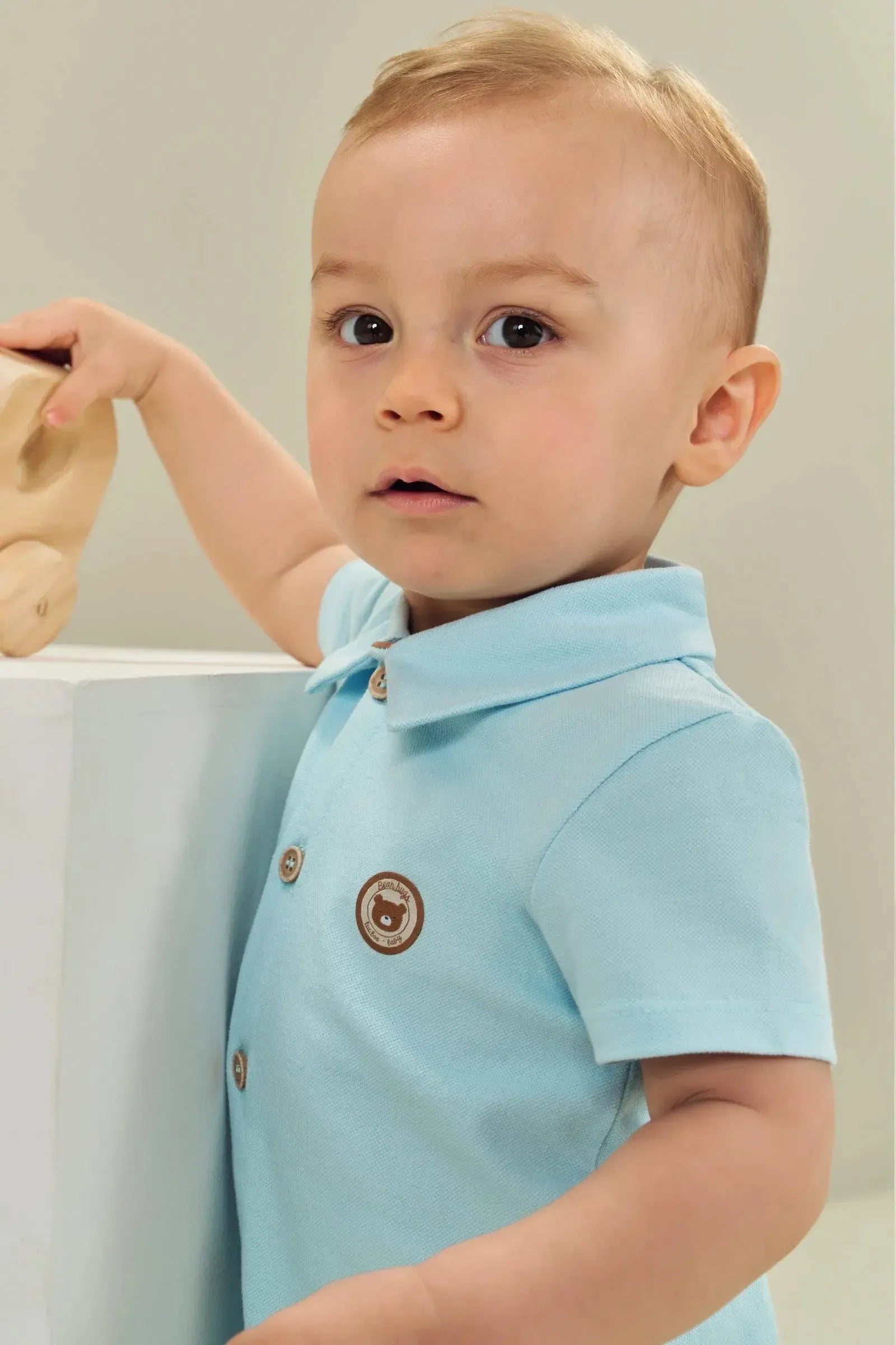 Macacão Camisa em Piquet com Elastano 84731 LucBoo Bebê Menino