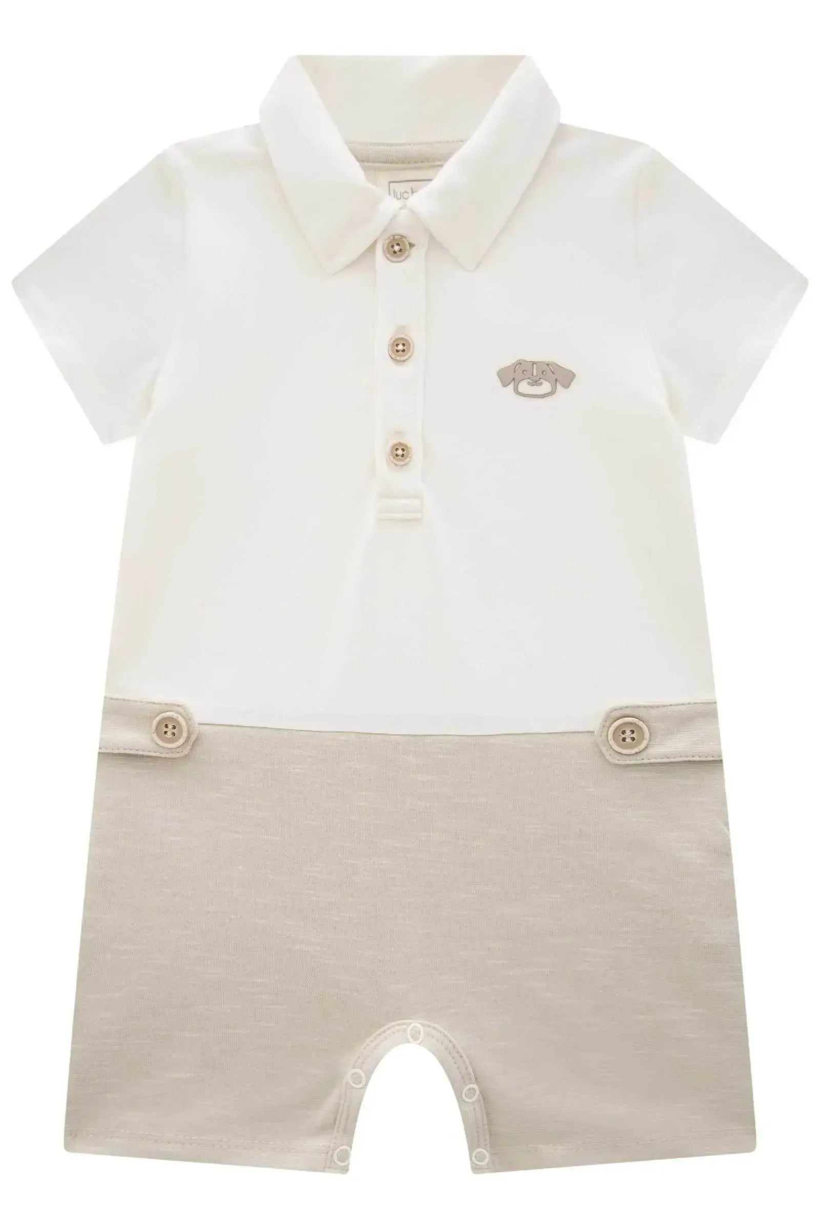 Macacão em Cotton e Malha Bicolor 84736 LucBoo Bebê Menino