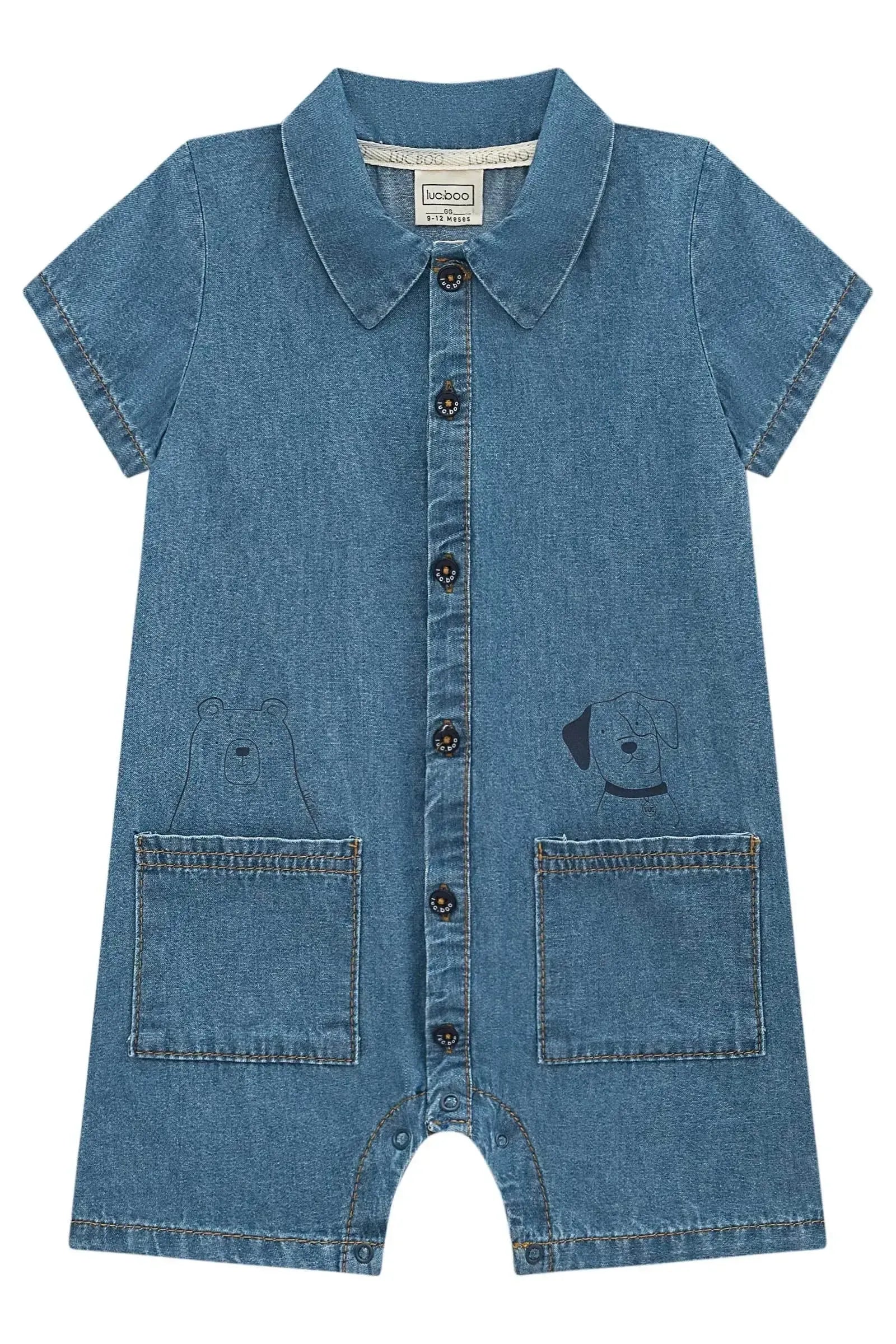 Macacão em Jeans Teca 97970 LucBoo Bebê Menino