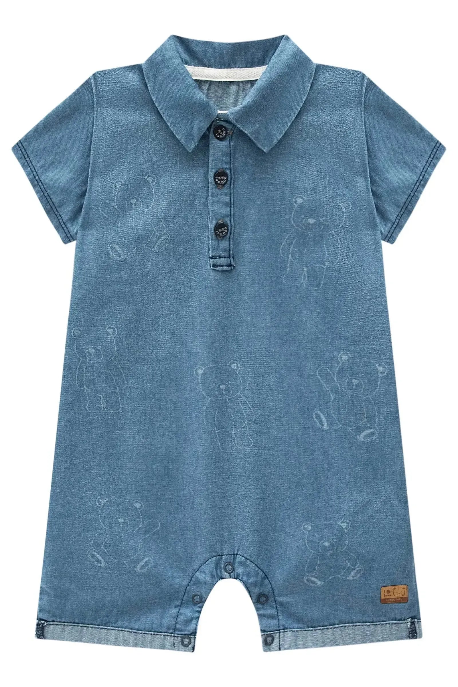 Macacão em Jeans Teca com Elastano 95297 LucBoo Bebê Menino