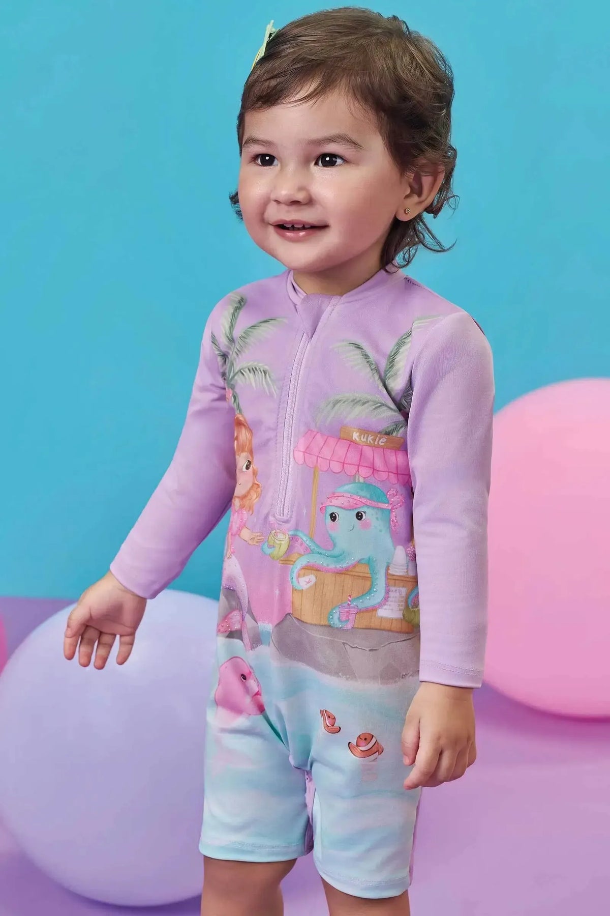 Macacão em Malha com Proteção UV50+ 99105 Kukiê Bebê Menina