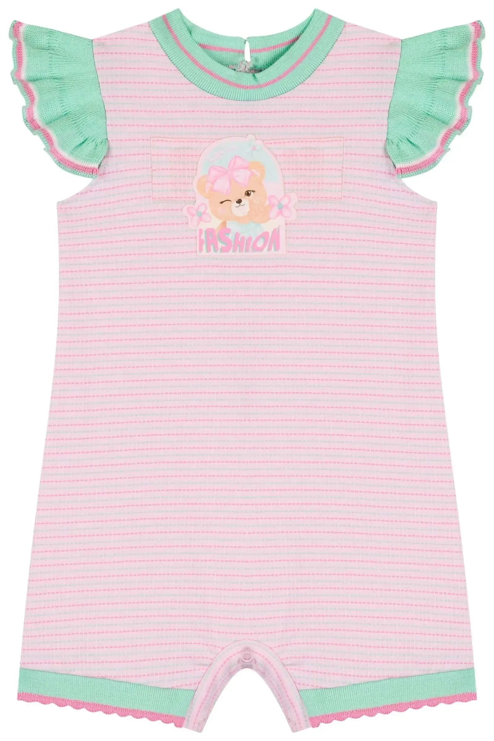 Macaquinho em Cotton Listrado 85779 Kukiê Bebê Menina