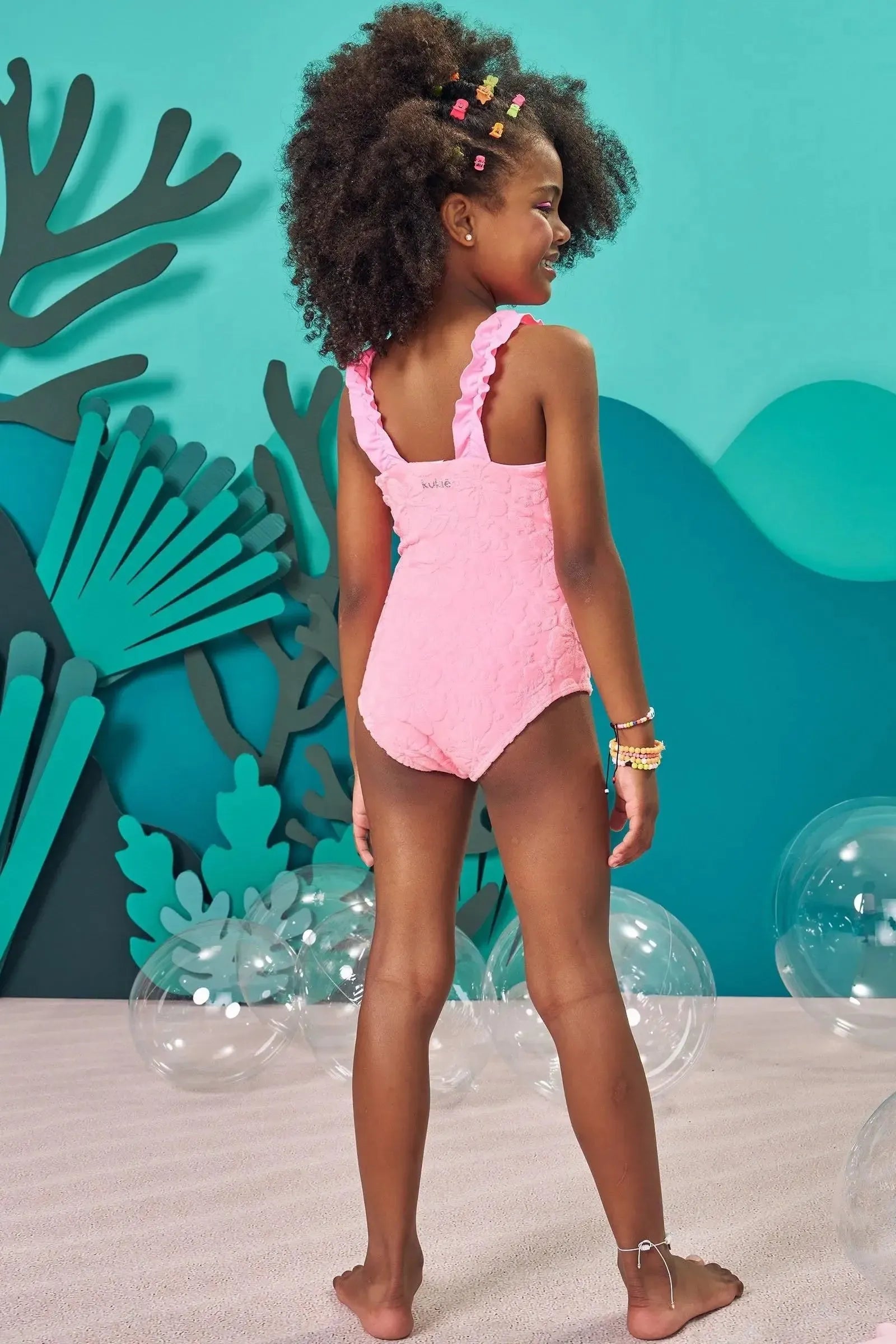 Maiô em Malha Atoalhada Hibisco 83081 Kukiê Infantil Menina