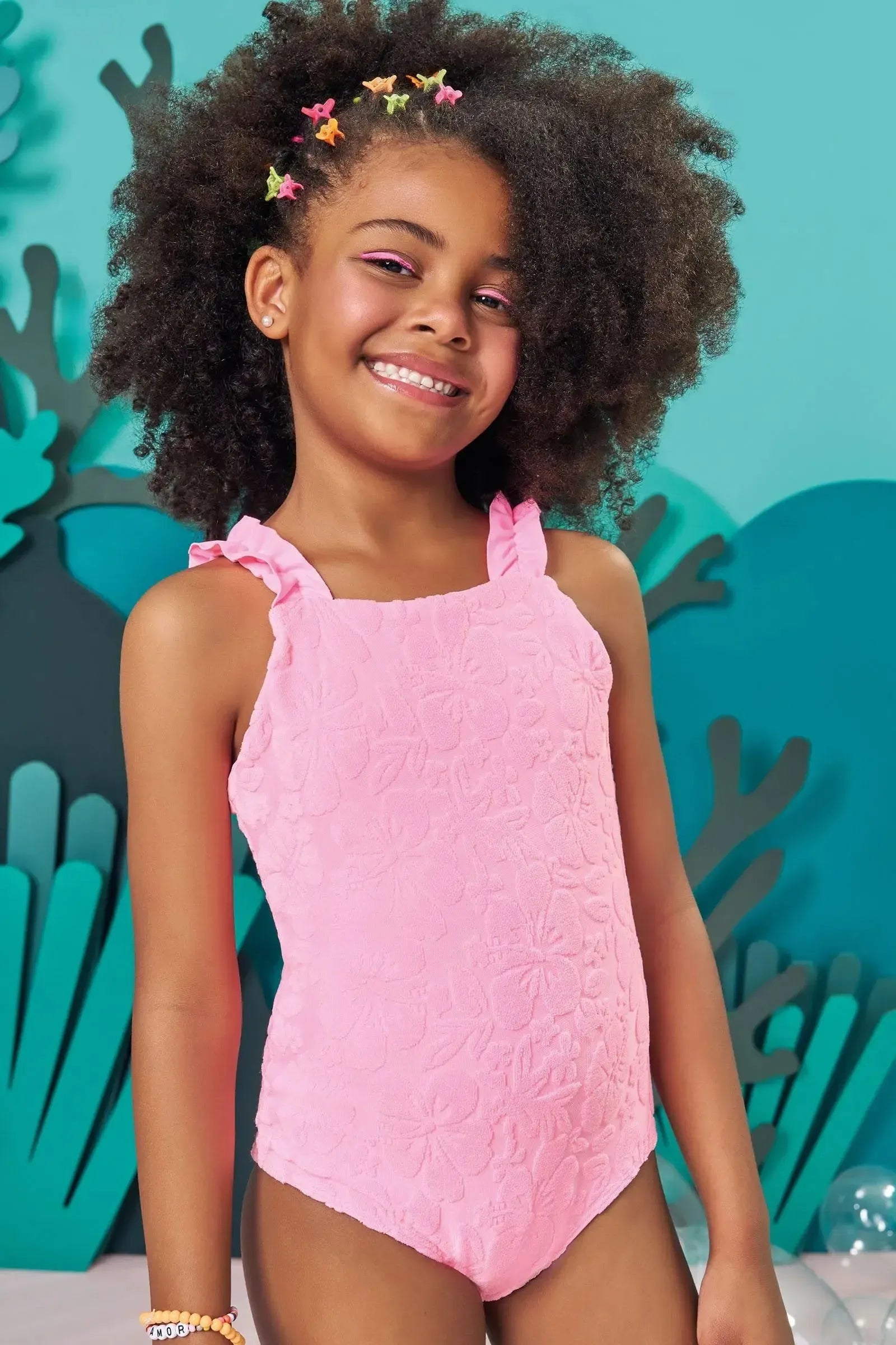 Maiô em Malha Atoalhada Hibisco 83081 Kukiê Infantil Menina