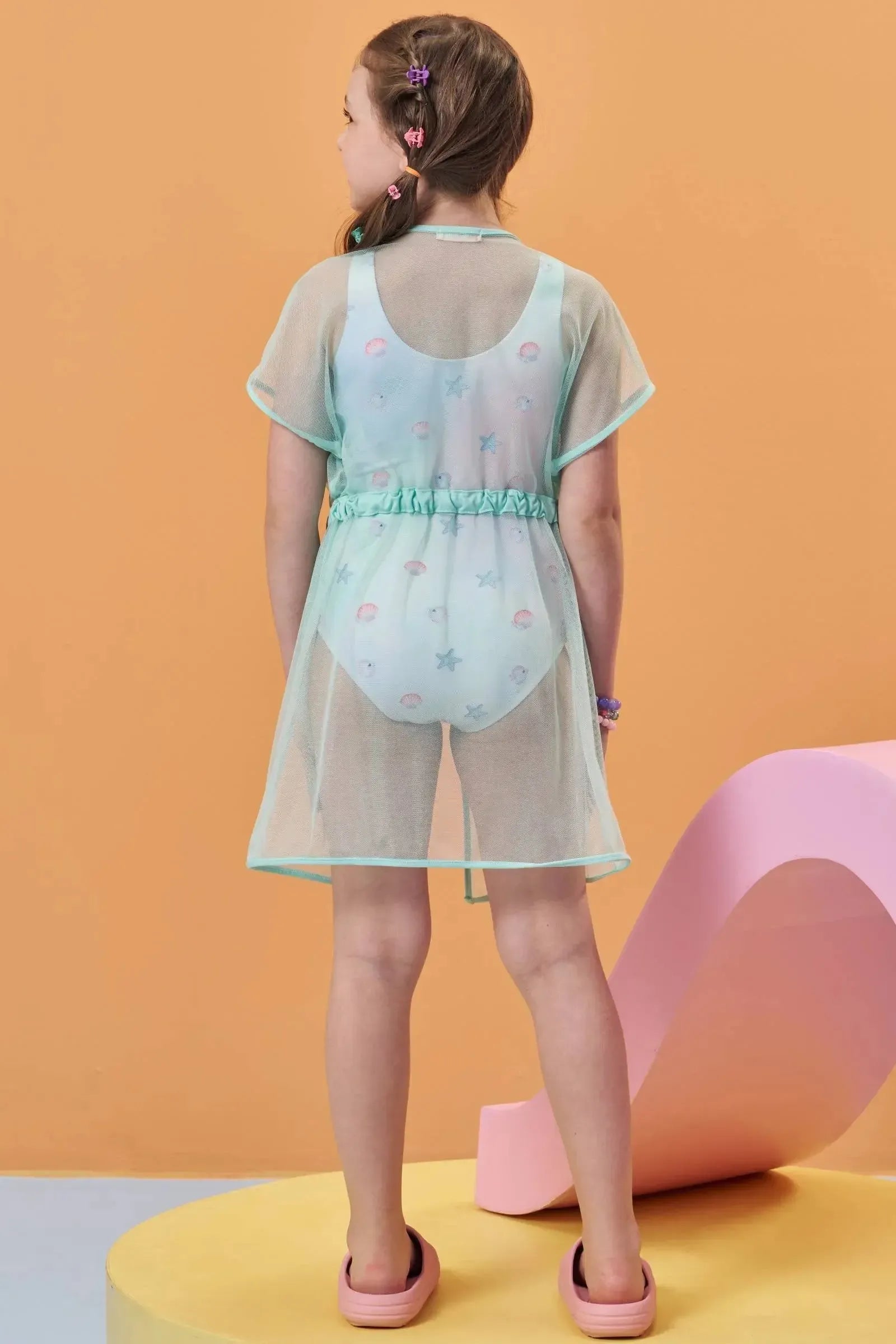 Maiô em Malha com Proteção UV50+ e Saida de Praia em Tule com Elastano 92980 Kukiê Infantil Menina