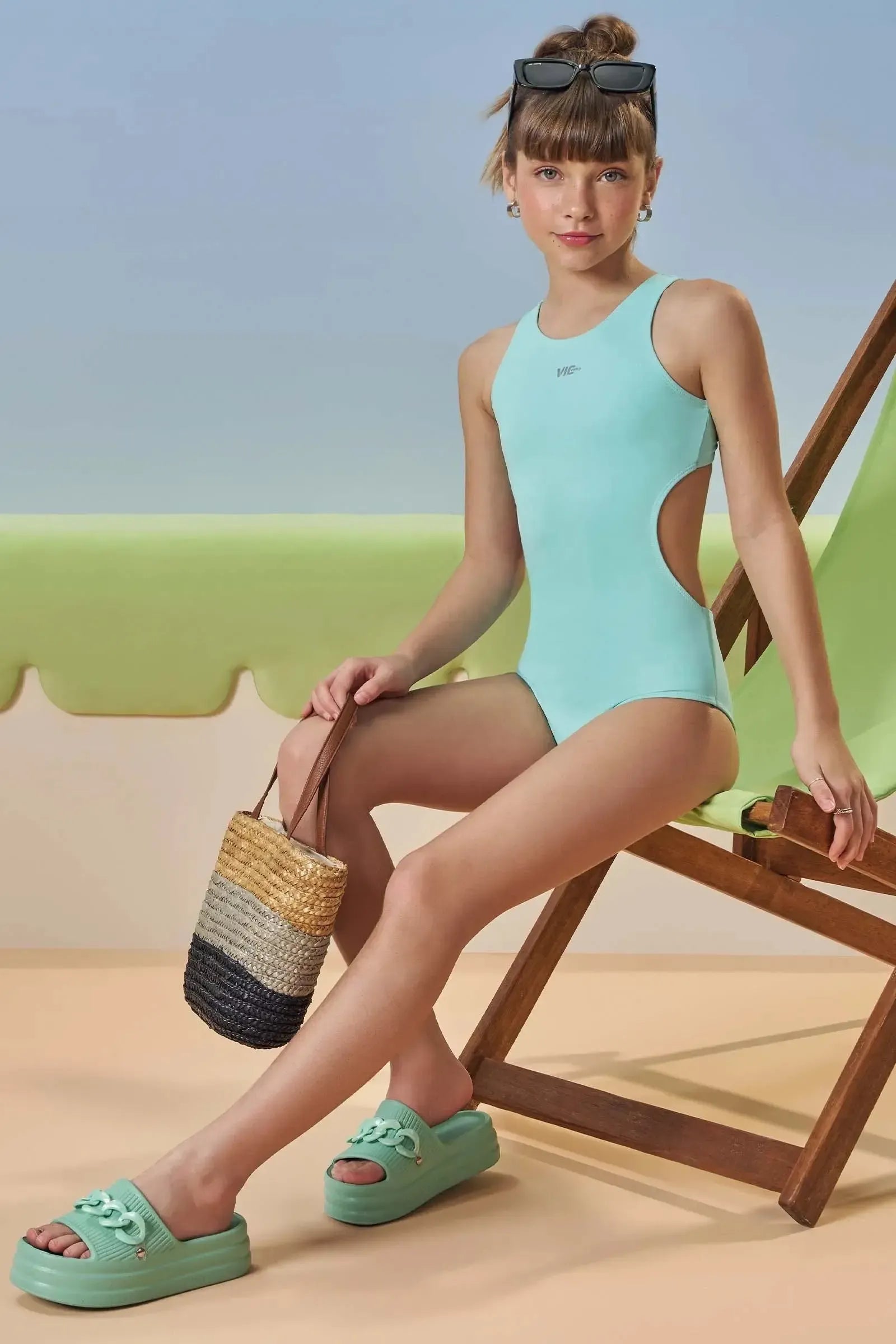 Maiô em Malha Poliamida Uv 50+ 84323 Vic&Vicky Teen Menina