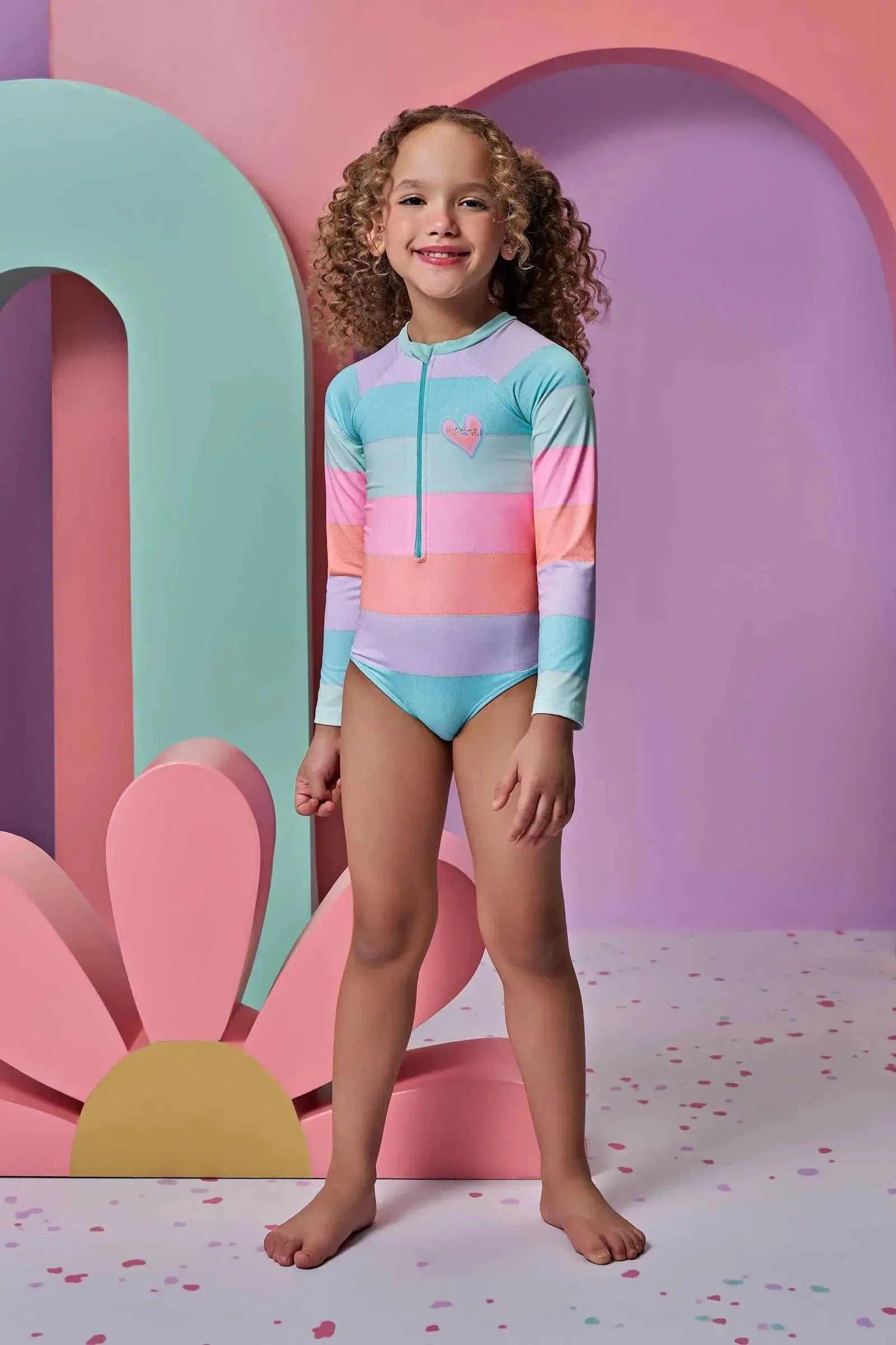 Maiô em Malha UV Dry com Proteção UV 50+ 93164 Infanti Infantil Menina