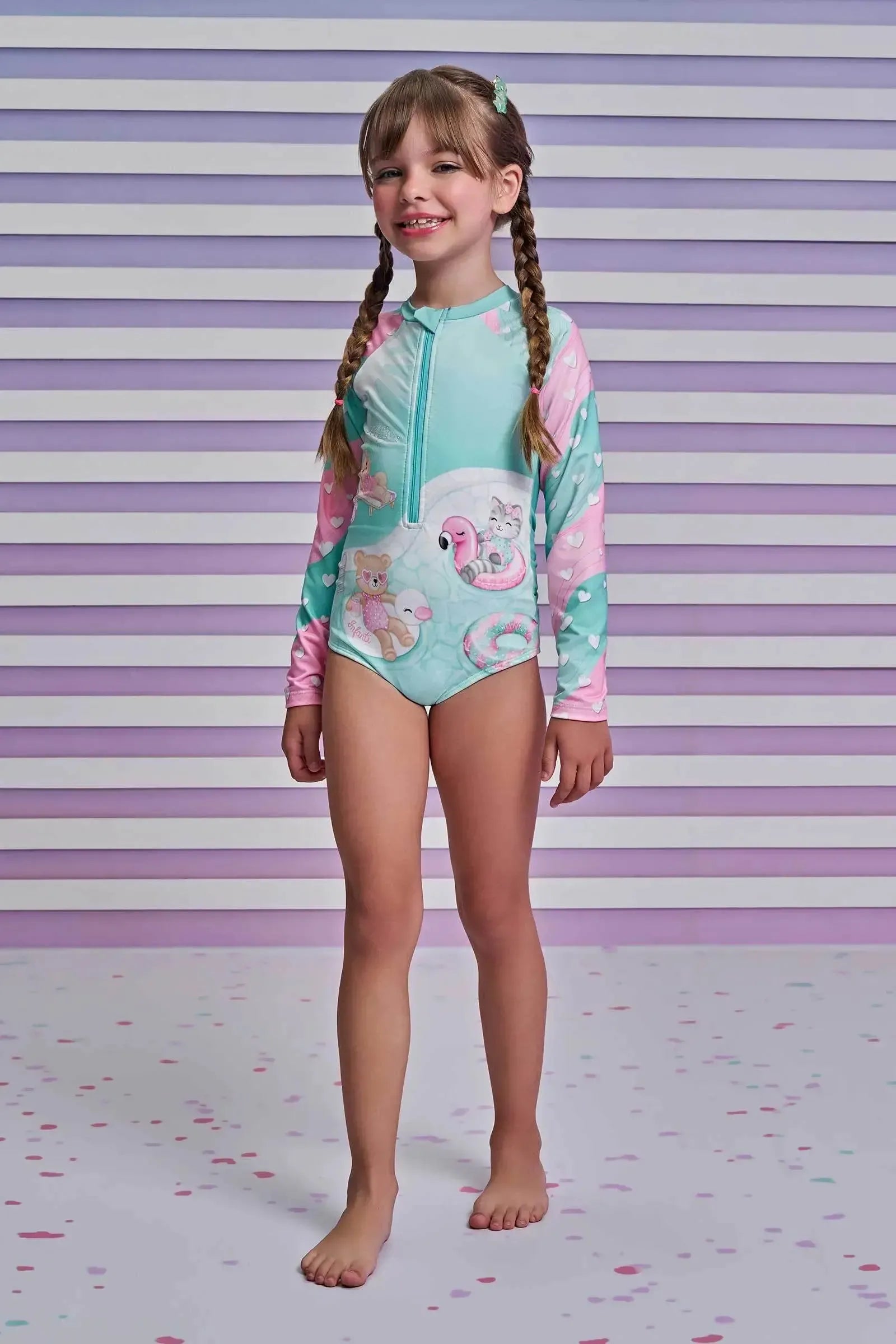 Maiô em Malha UV Dry com Proteção UV 50+ 95929 Infanti Infantil Menina