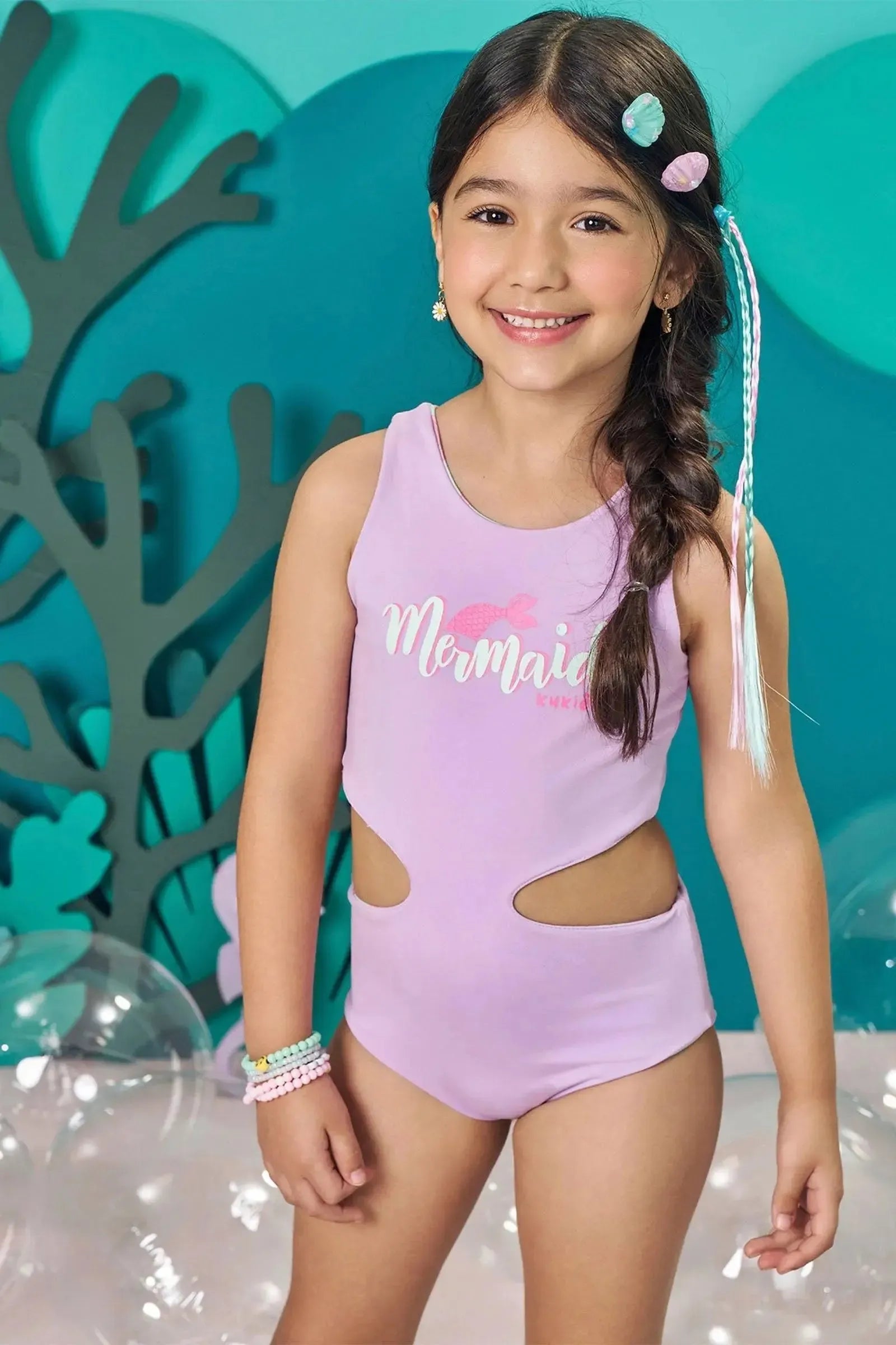 Maiô Reversível em Malha com Proteção UV 50+ 83676 Kukiê Infantil Menina