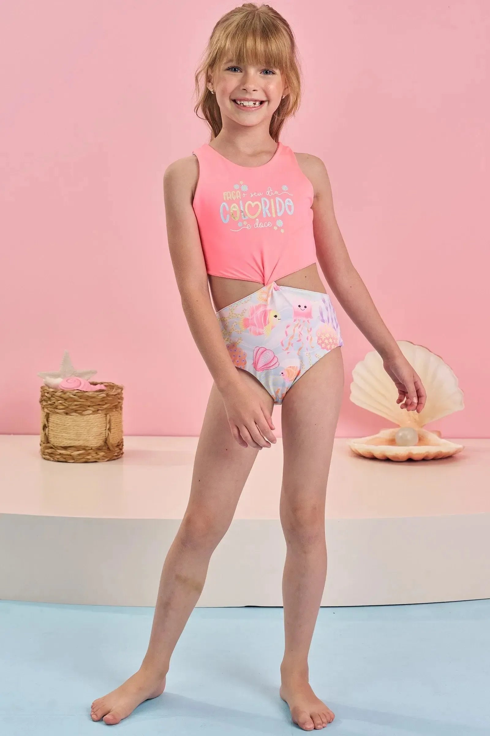 Maiô Reversível em Malha Uv Dry com Proteção Uv 50+ 84530 Infanti Infantil Menina