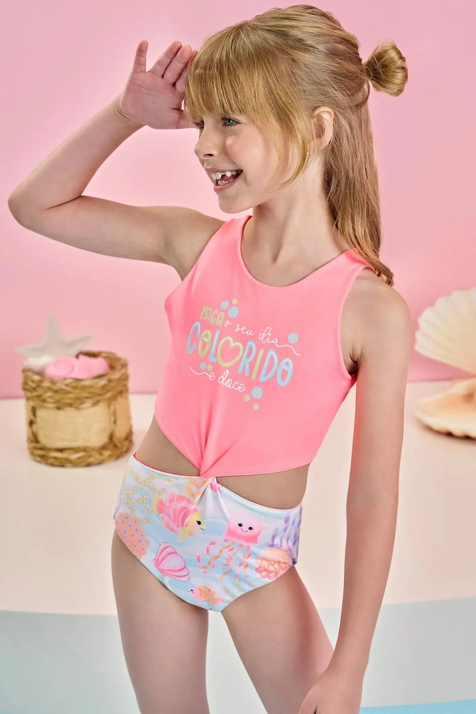 Maiô Reversível em Malha Uv Dry com Proteção Uv 50+ 84530 Infanti Infantil Menina