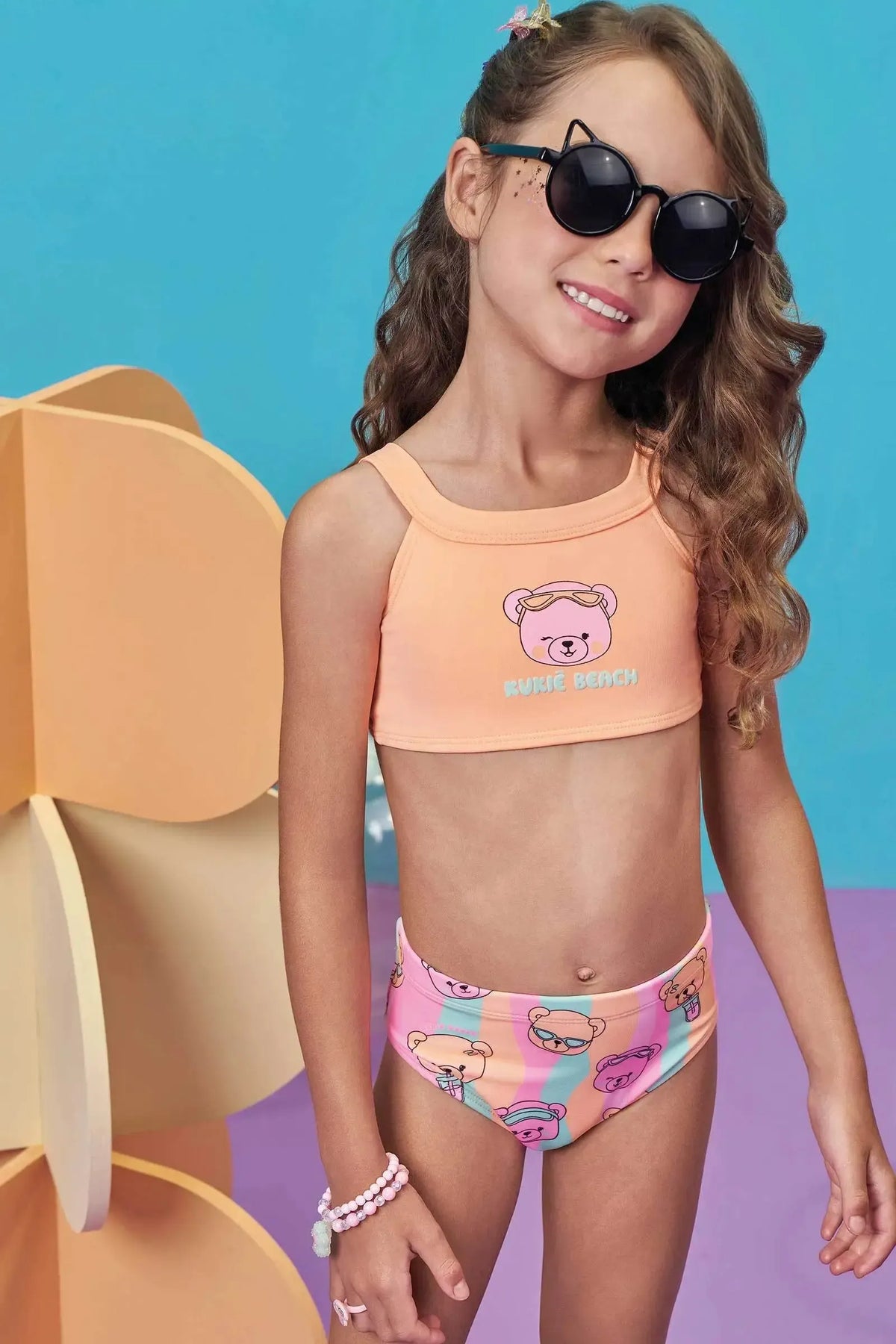 Óculos de Sol com Proteção UV. Acompanha Caixinha e Estojo Porta Óculos. 14705 Kukiê Infantil Menina