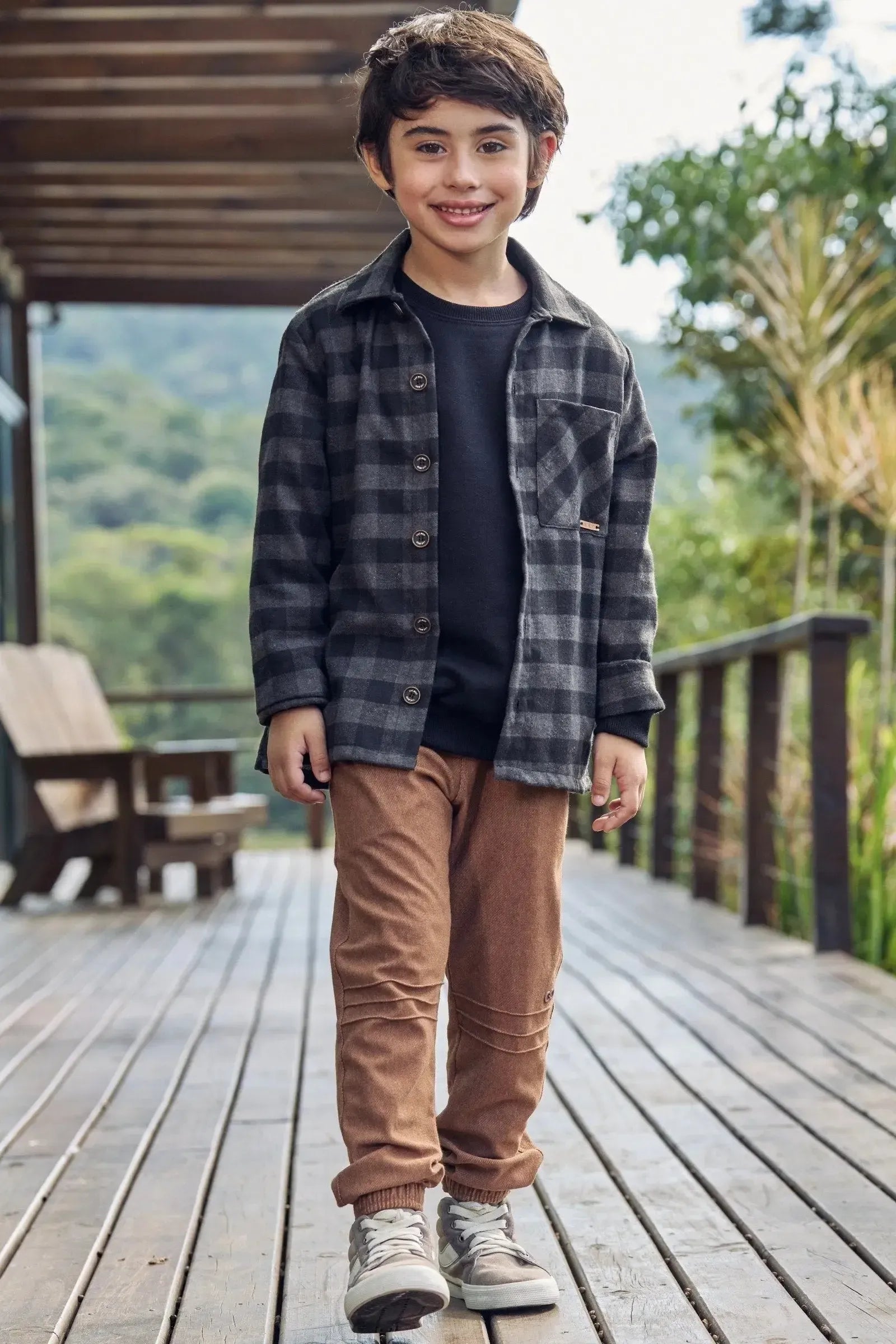 Overshirt em Flanela Xadrez 92061 LucBoo Infantil Menino
