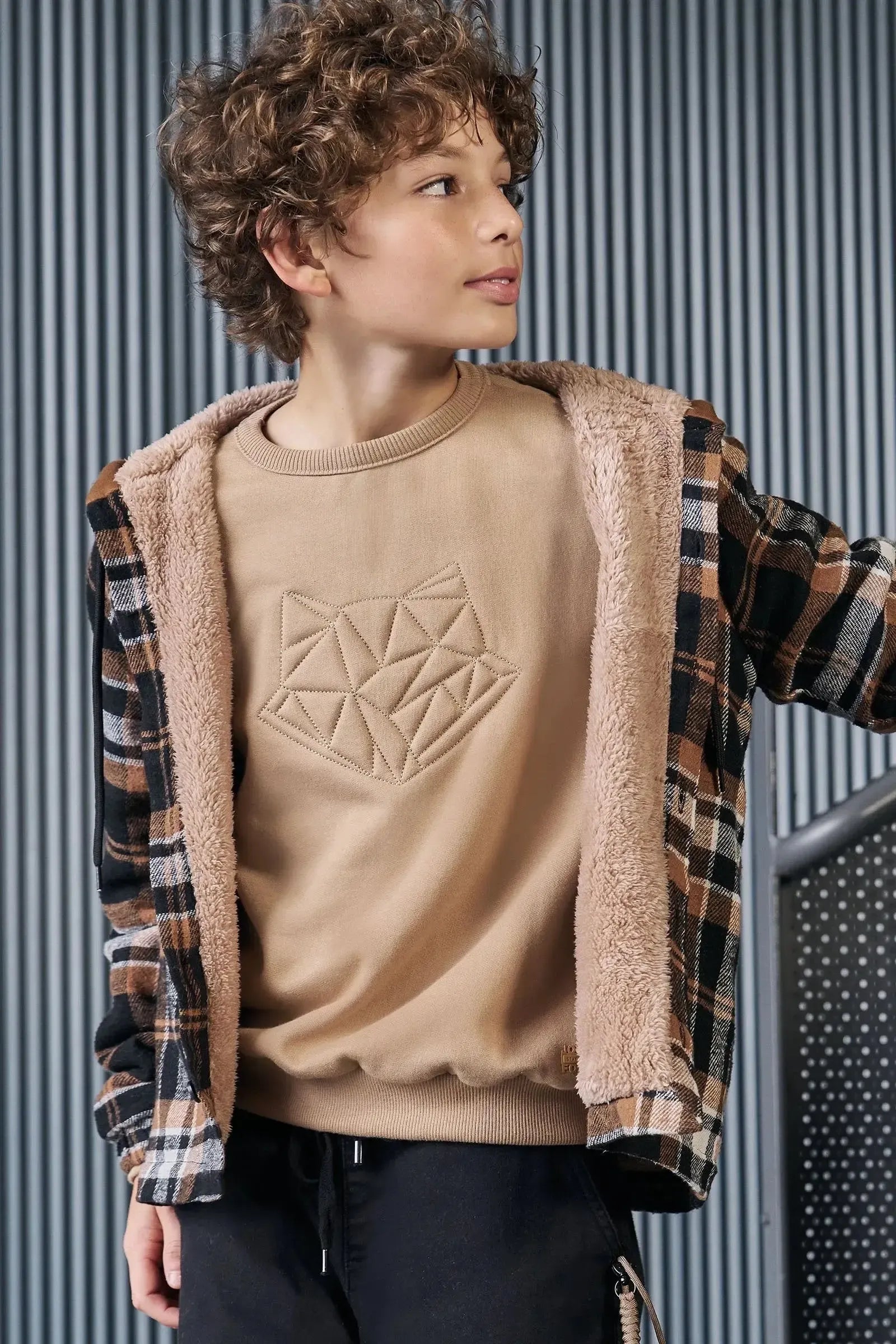 Overshirt em Flanela Xadrez e Forro Carneirinho 89789 Johnny Fox Teen Menino