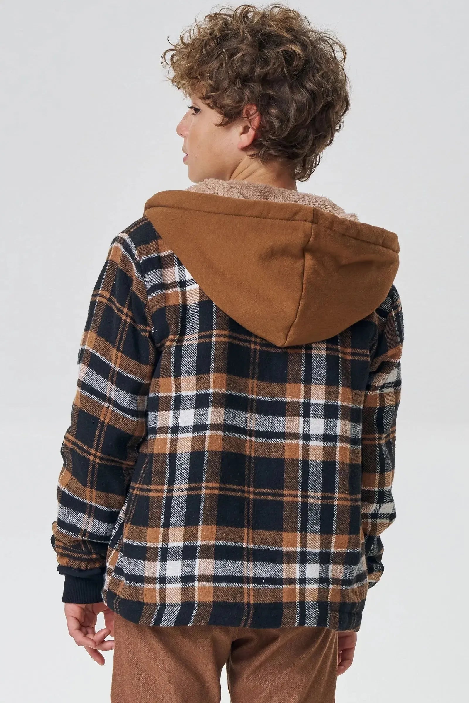 Overshirt em Flanela Xadrez e Forro Carneirinho 89789 Johnny Fox Teen Menino