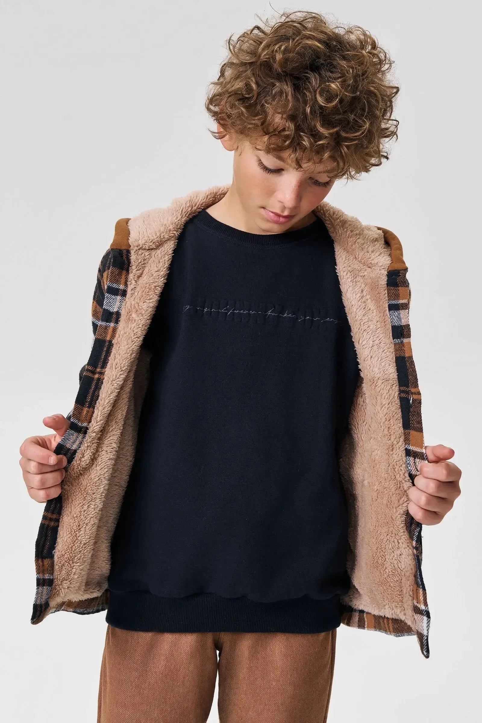 Overshirt em Flanela Xadrez e Forro Carneirinho 89789 Johnny Fox Teen Menino