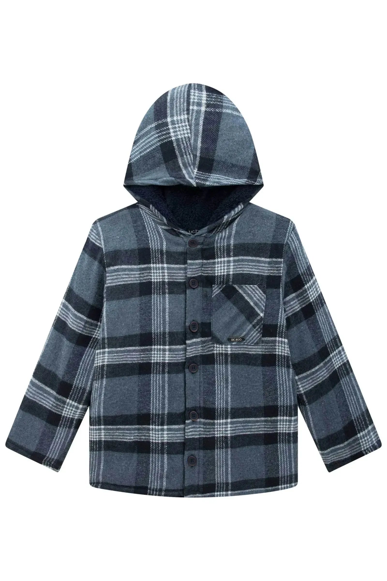Overshirt em Flanela Xadrez e Forro em Pelo Carneirinho 89475 LucBoo Infantil Menino