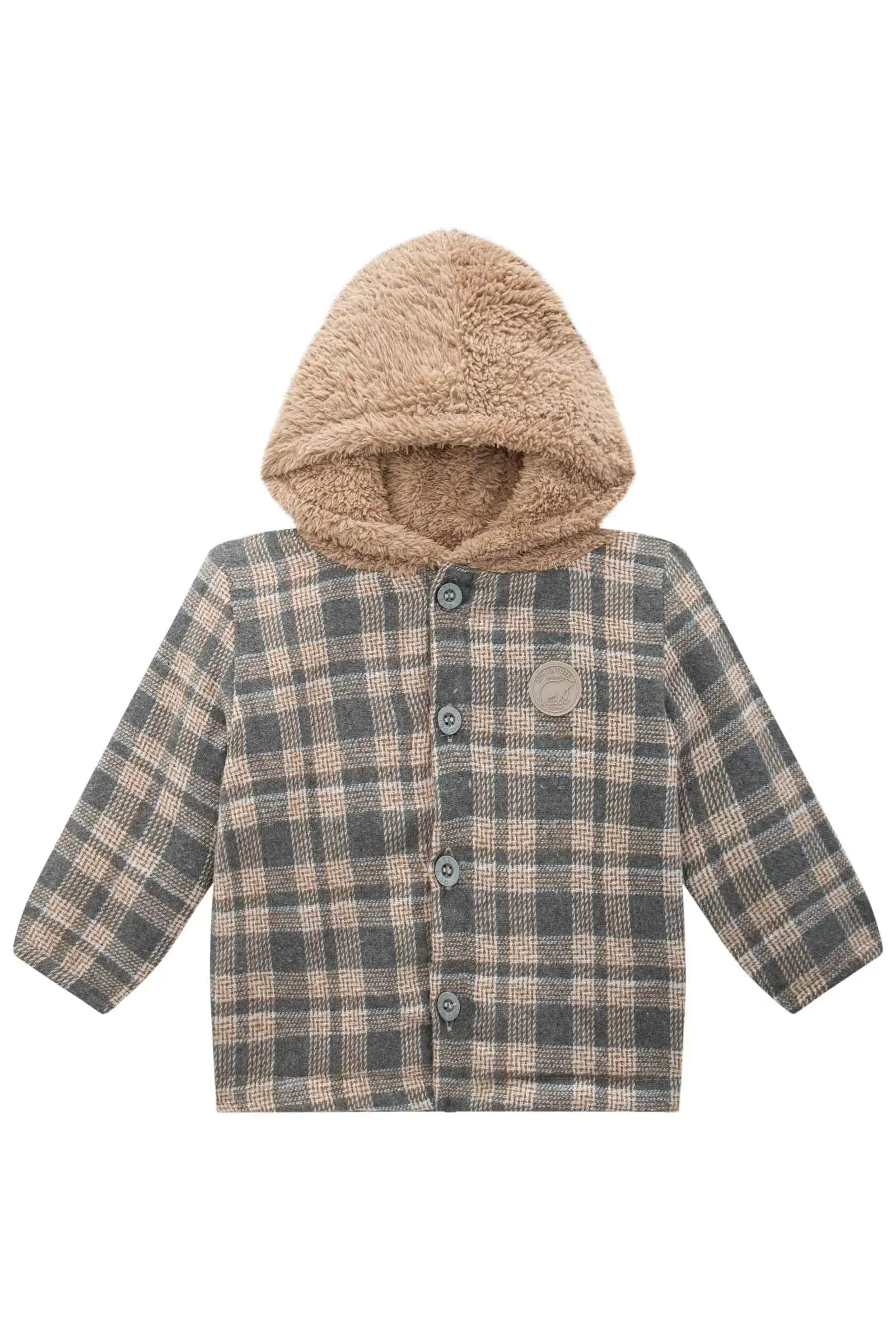 Overshirt em Flanela Xadrez e Pelo Carneirinho 89512 LucBoo Bebê Menino