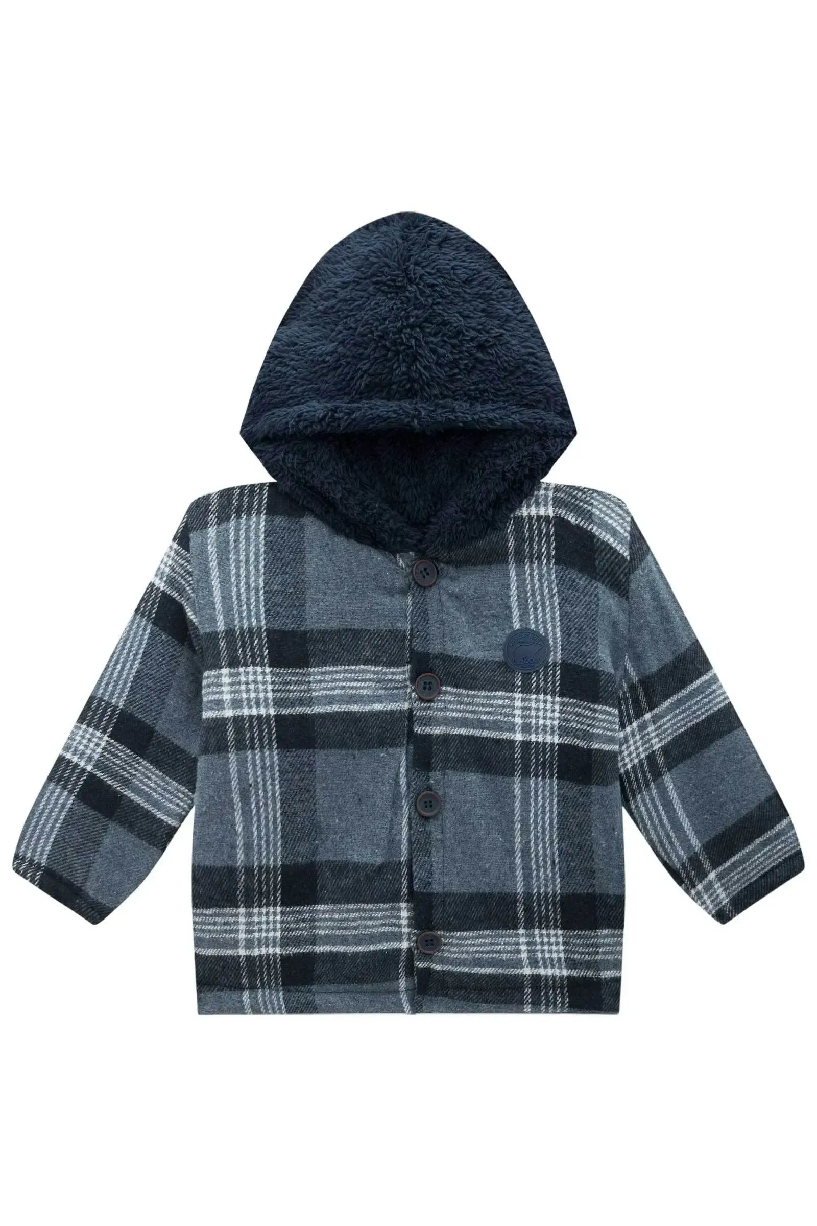 Overshirt em Flanela Xadrez e Pelo Carneirinho 92128 LucBoo Bebê Menino