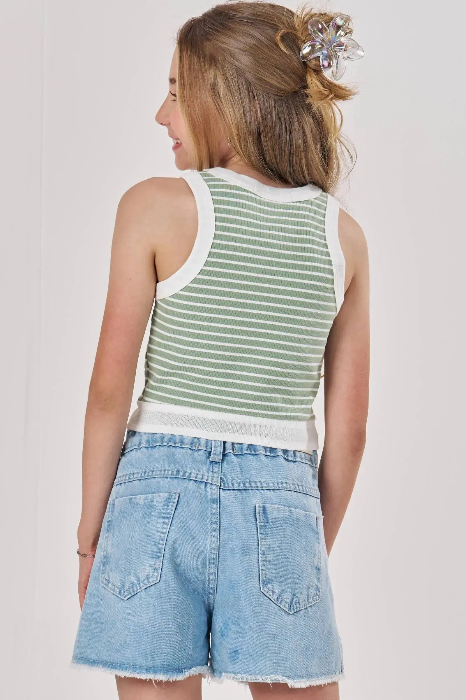 Regata Cropped em Canelado Stripes 82903 Lilimoon Teen Menina