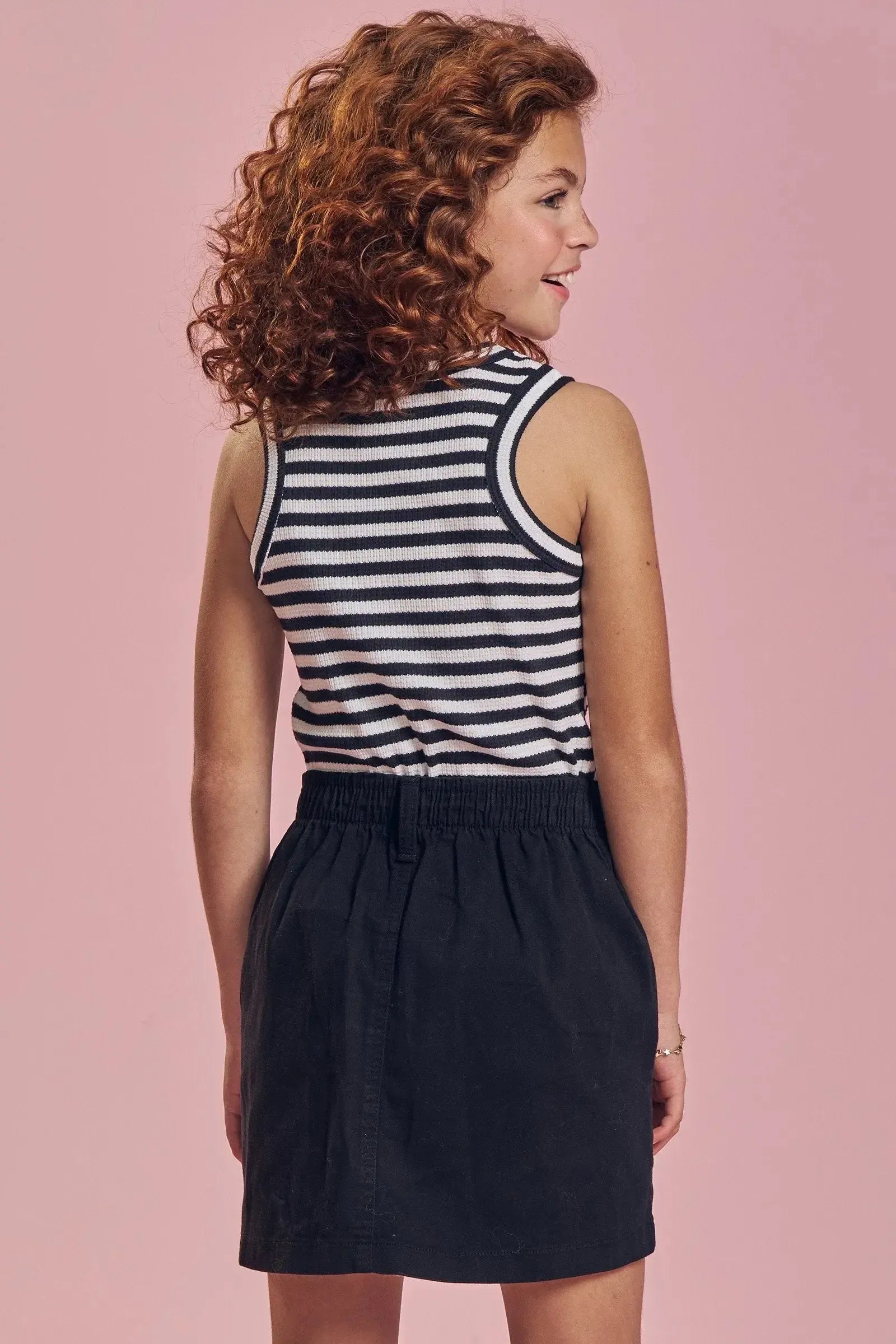 Regata em Malha Waffle Listrada 93303 Lilimoon Teen Menina