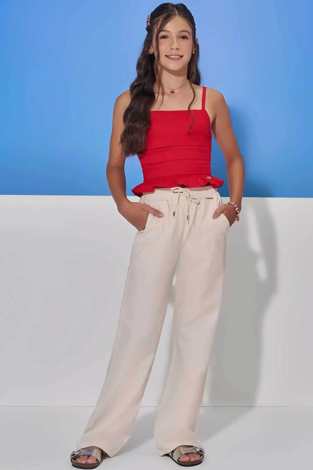 Regata em Tricoline com Elastano 98914 Vic Teen Menina