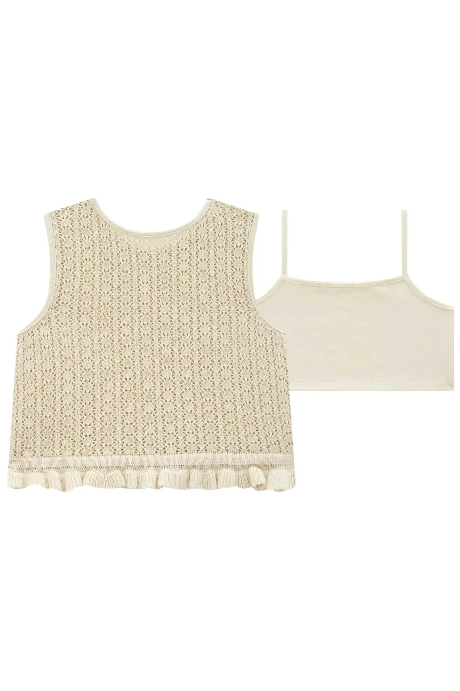 Regata Sobreposição em Tricot 100% Algodão e Top Forro em Ribana 1x1 94429 Vic&Vicky Teen Menina